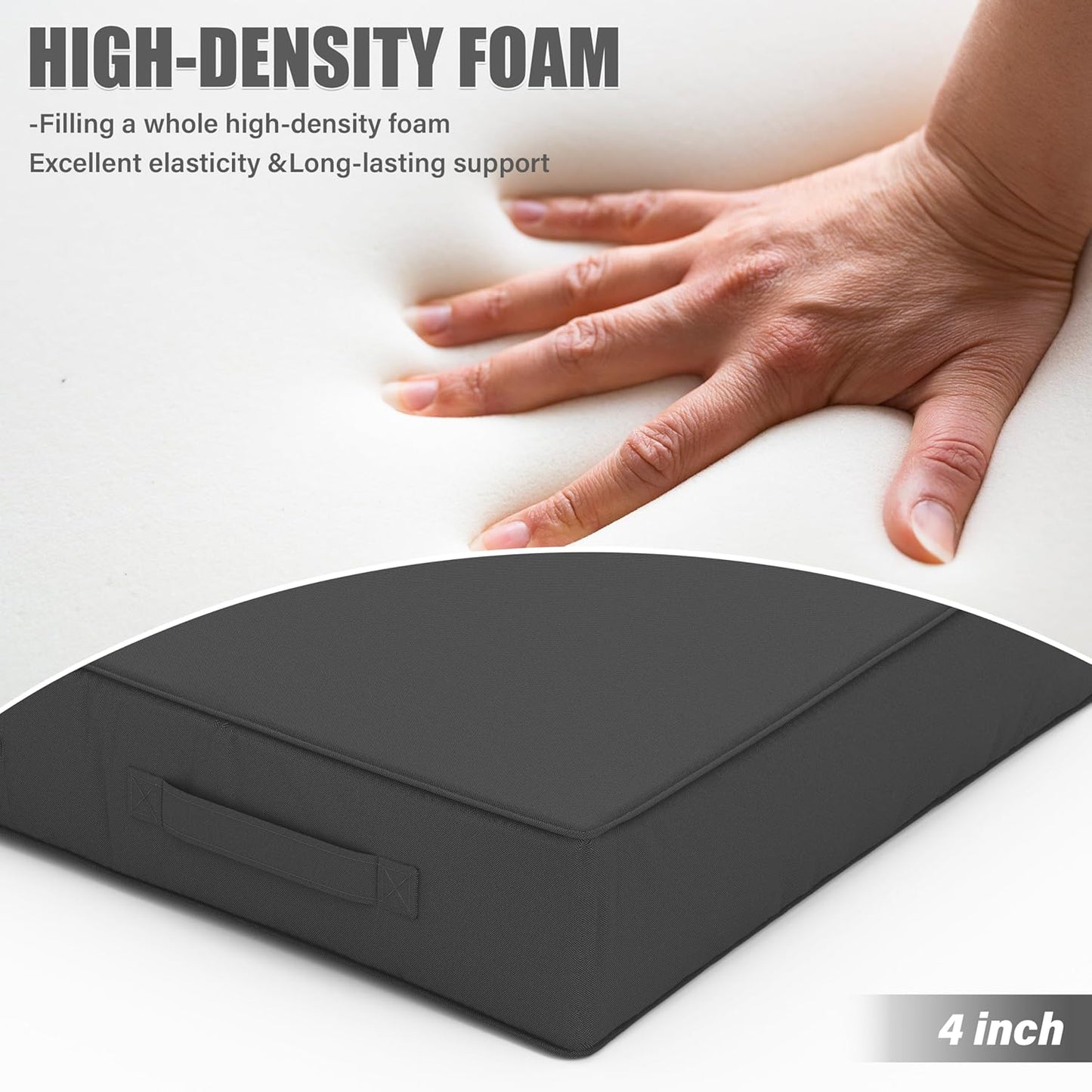 Patio Chair Cushions 22 X 22 X 4 Inch Waterproof Outdoor Seat Cushions for Patio Furniture, Outdoor Sofa Couch Pads with Ties & Handle, Set of 2, Grey