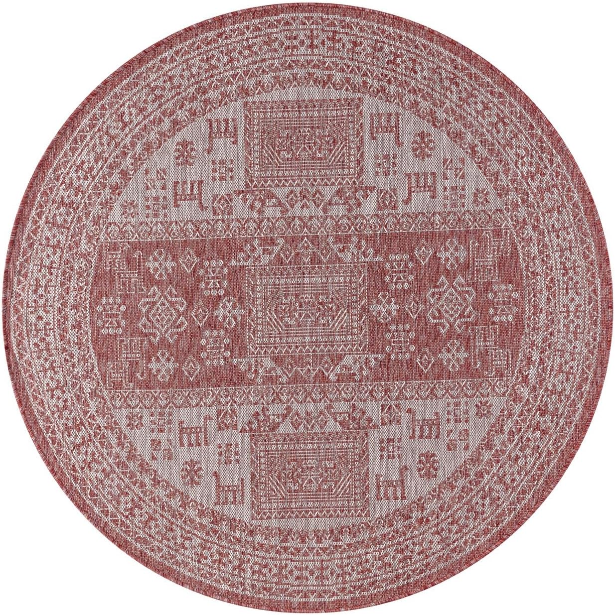 Keen Home Design Terrace Outdoor Round Rug - 5ft Round Washable Indoor/Outdoor Rug for Patio, Kitchen, Balcony, Beach, Garden, Deck and Porch, Size: 5'3" Round