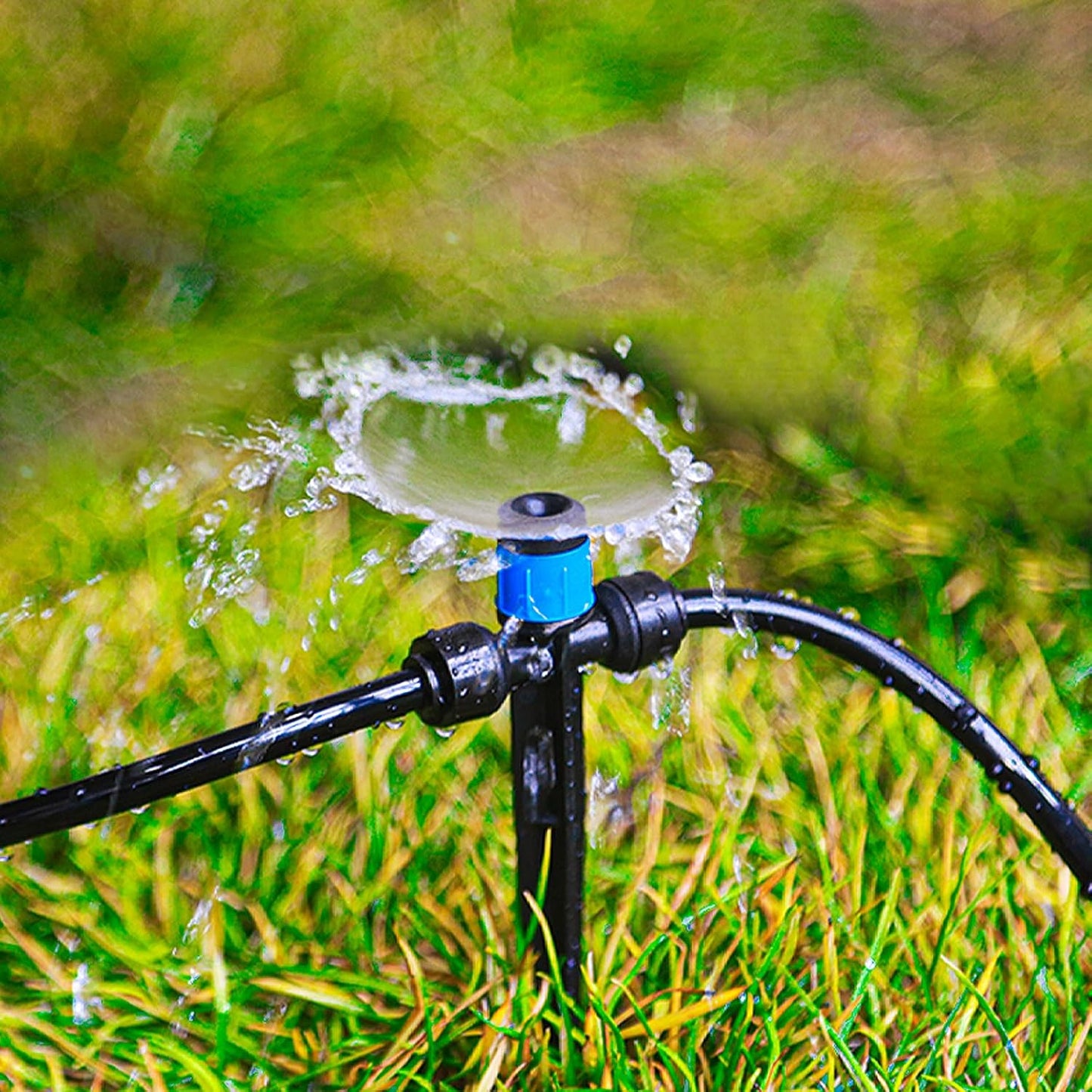 Push-to-Fit Drip Irrigation Vortex Emitters for 1/4" Drip Irrigation Tubing, 30 Pcs Adjustable 360 Degree Water Flow Fan Shape Drippers with Stake for 4/7mm Tube for Garden Watering System