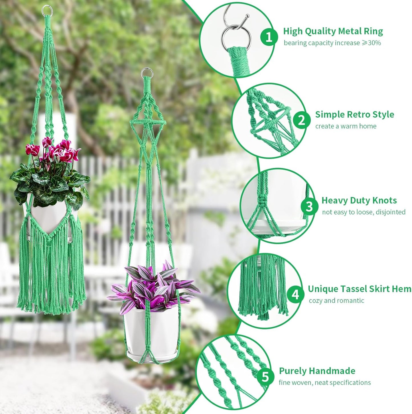 Macrame Plant Hangers, 6Pack Hanging Planters for Indoor Plants w/ 6 Set Hangers Kit Handmade Macromay Plant Hangers Indoor Flower Pots Holder Stand for Boho Home Décor (POTS NOT Included)