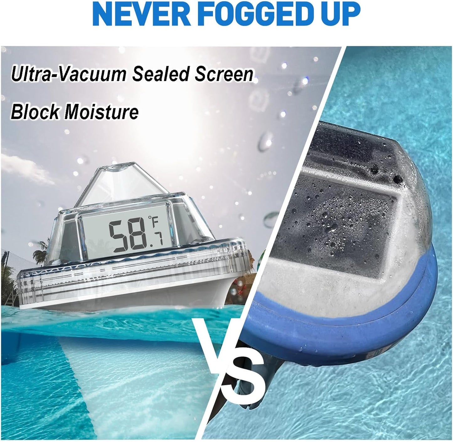 RAINPOINT Anti-Fog 360° Reading 3 Displays Wireless Digital Pool Thermometer Floating for Ice Bath,Dual-Layer IP68 Waterproofing Remote Temperature Monitor Easy Read Hot Tub SPA Inflatable Pool