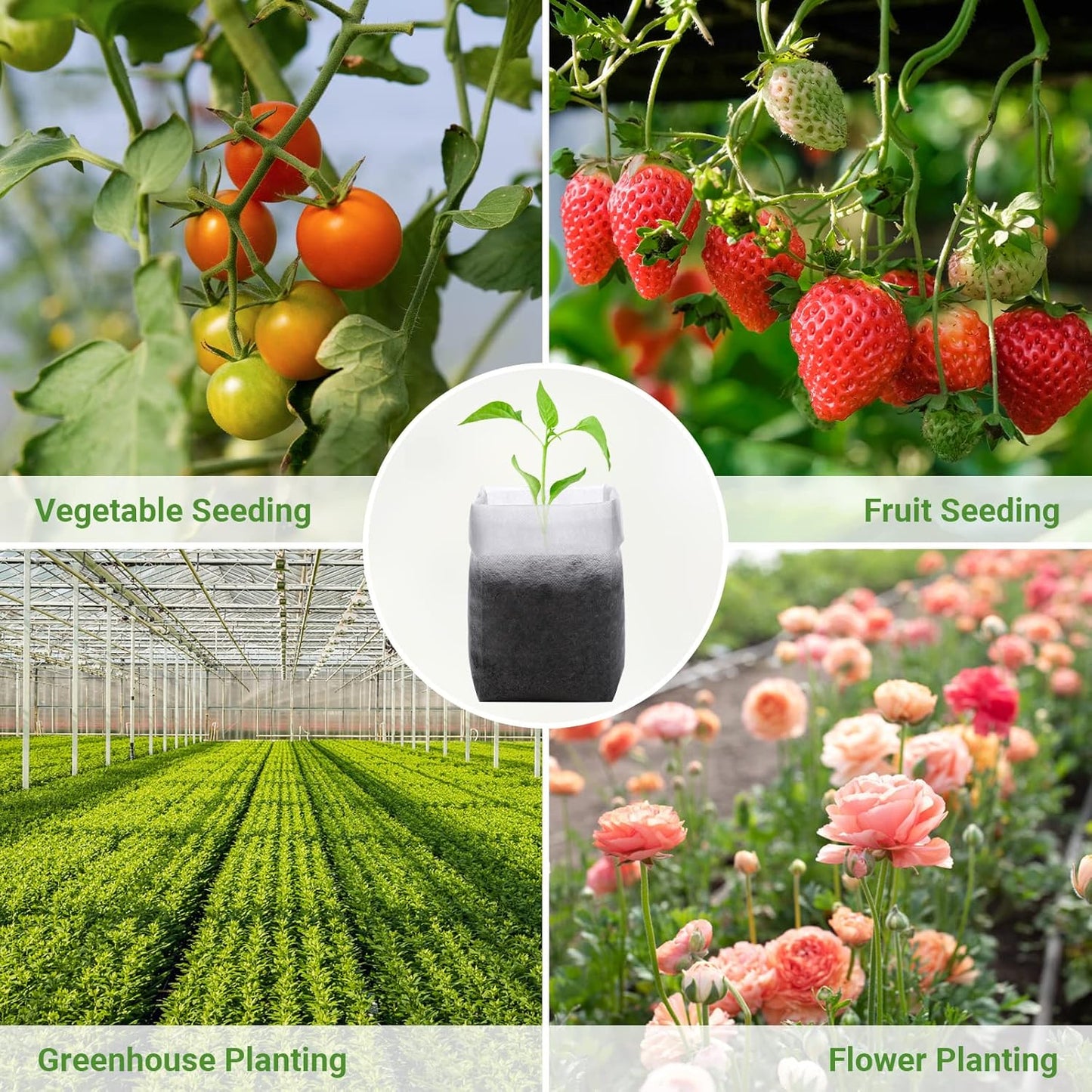 GREANER Nursery Growing Bags - 7.8x10.2 inches, 100PCS Non-Woven Biodegradable Plant Nursery Bags, Seed Starting Pots Pouches for Vegetables, Flowers, Fruits, Trees, Home Garden Supply