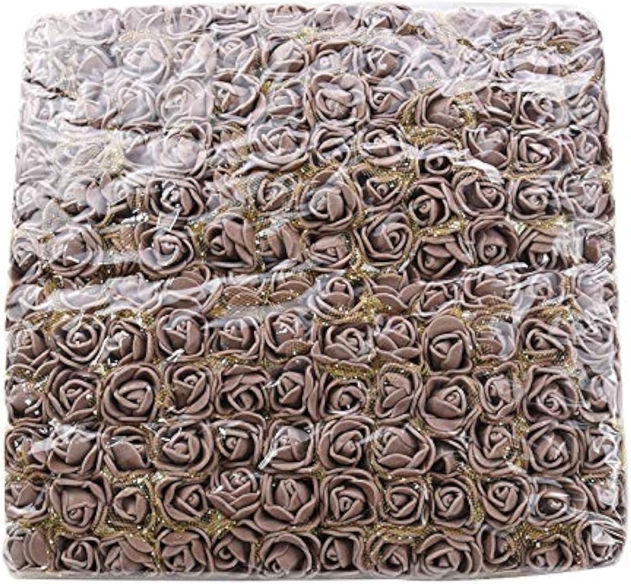 Mini Fake Rose Flower Heads 144pcs Mini Artificial Roses DIY Wedding Flowers Accessories Home Table Party Shop Baby Shower Decor(Coffee)