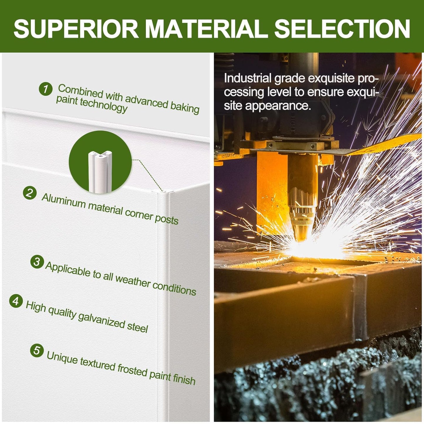 Planter Box Rectangular Block - 24×16×12IN Galvanized Steel Metal Long Box Planter Easy Installation Modern Outdoor Tall Planters All-Weather Use with Drainage Holes for Patio/Porch(White)