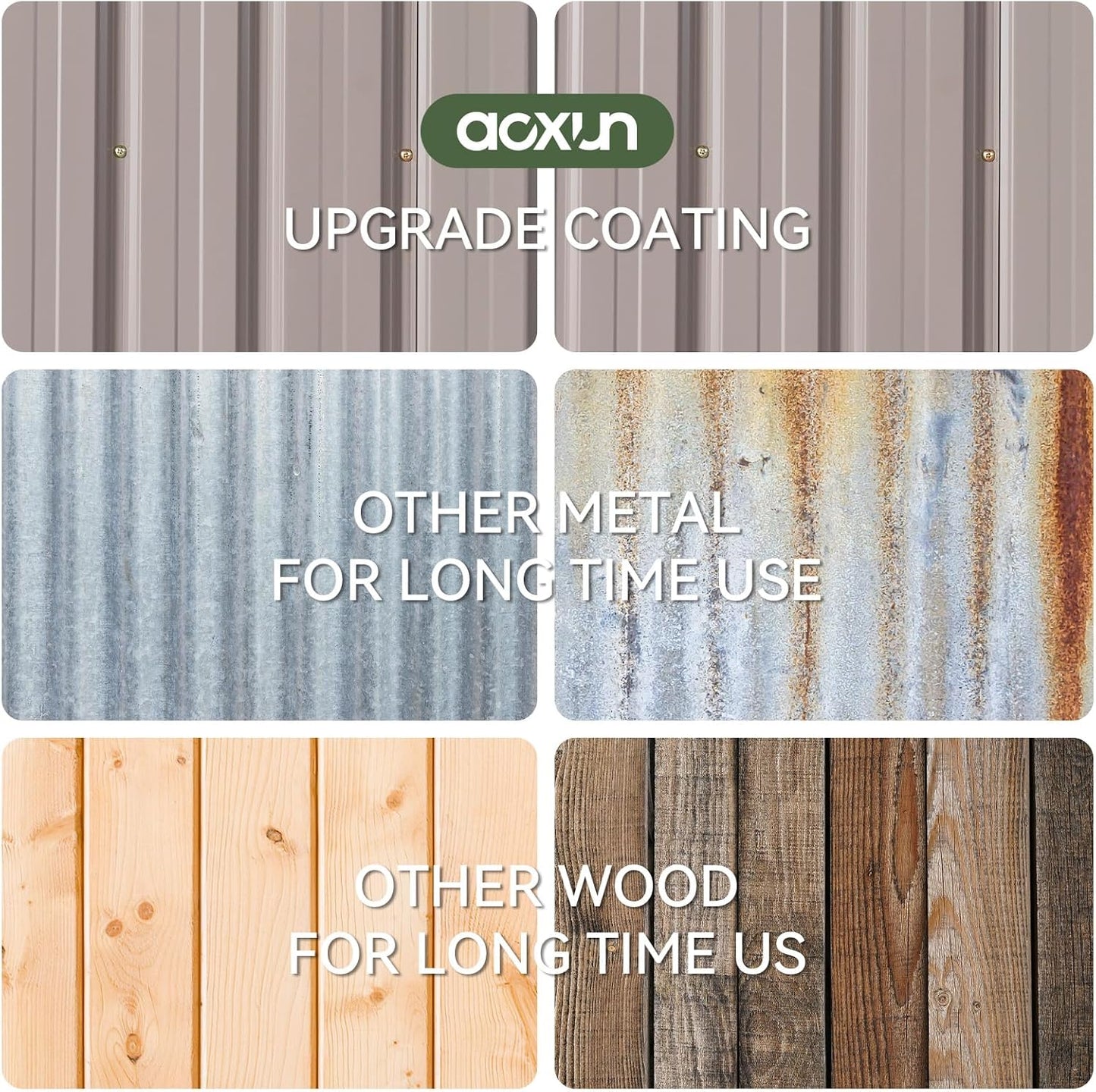 Aoxun 7x5 FT Outdoor Storage Shed Garden Metal Shed with Lockable Door Outdoor Large Shed for Tool, Garbage Can, Bike, Mower, Brown