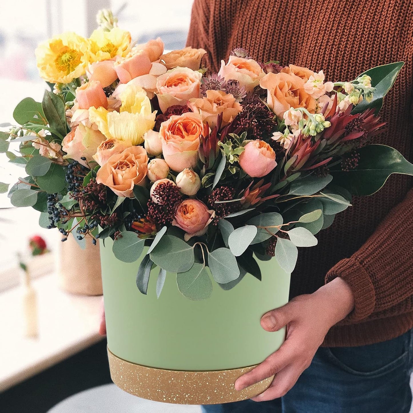 QCQHDU 10 inch Plant Pot, 2 Pack Planters for Indoor Plants with Drainage Holes & Saucer, Outdoor Flower Pots Home Garden Modern Decor