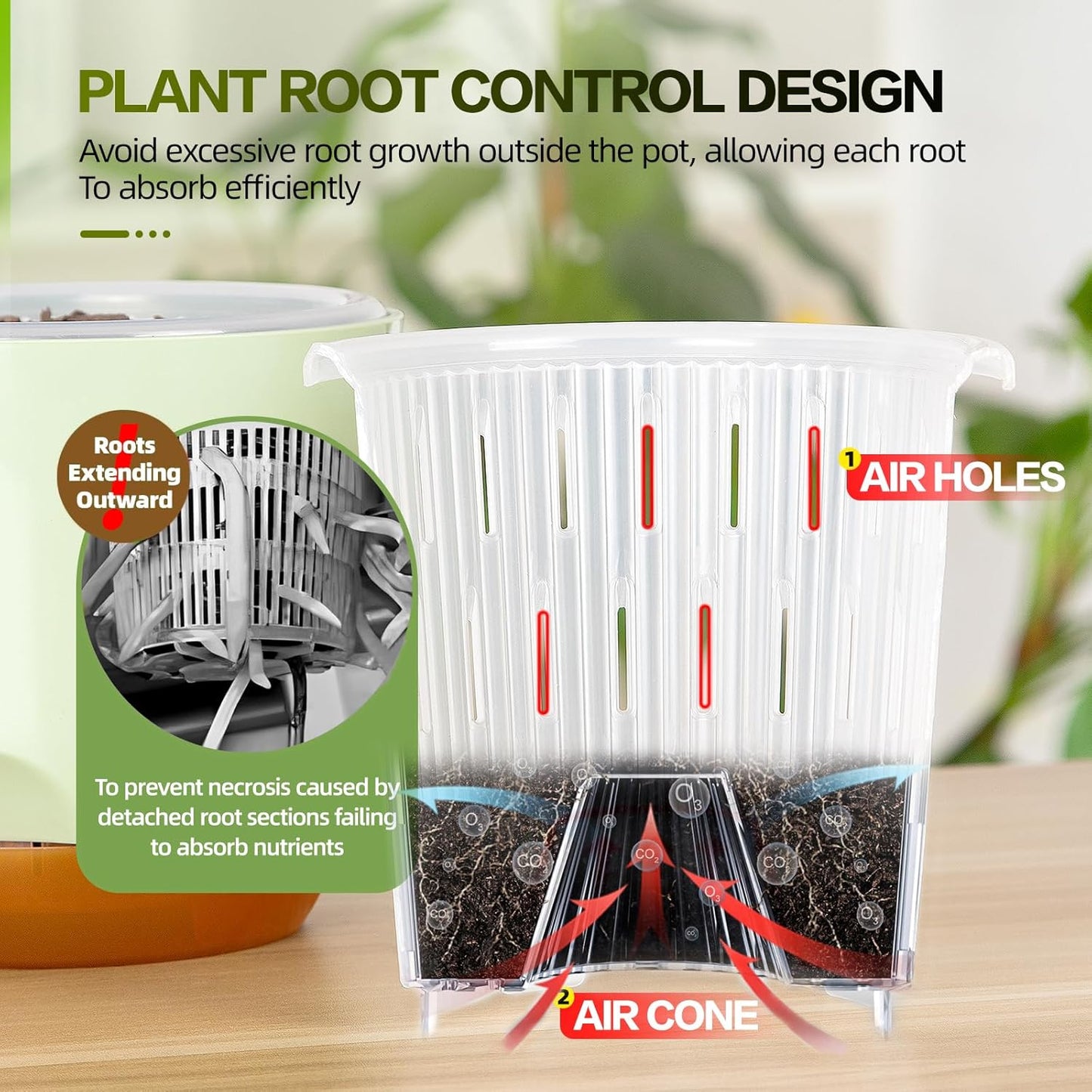 Self Watering Orchid Pots for Indoor Plants,5.8 Inch Macetas para Orqudeas,Flower Pots for Indoor Plants with Holes(Black)