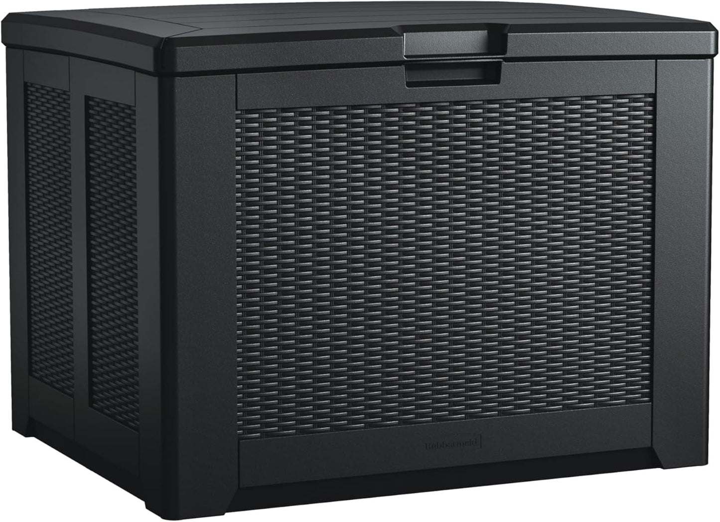 Rubbermaid Medium Resin Outdoor Storage Deck Box (74 Gal), Weather Resistant, Black, Deck Organization for Home/Backyard/Pool Chemicals/Toys/Garden Tools/Porch/Patio Cushions