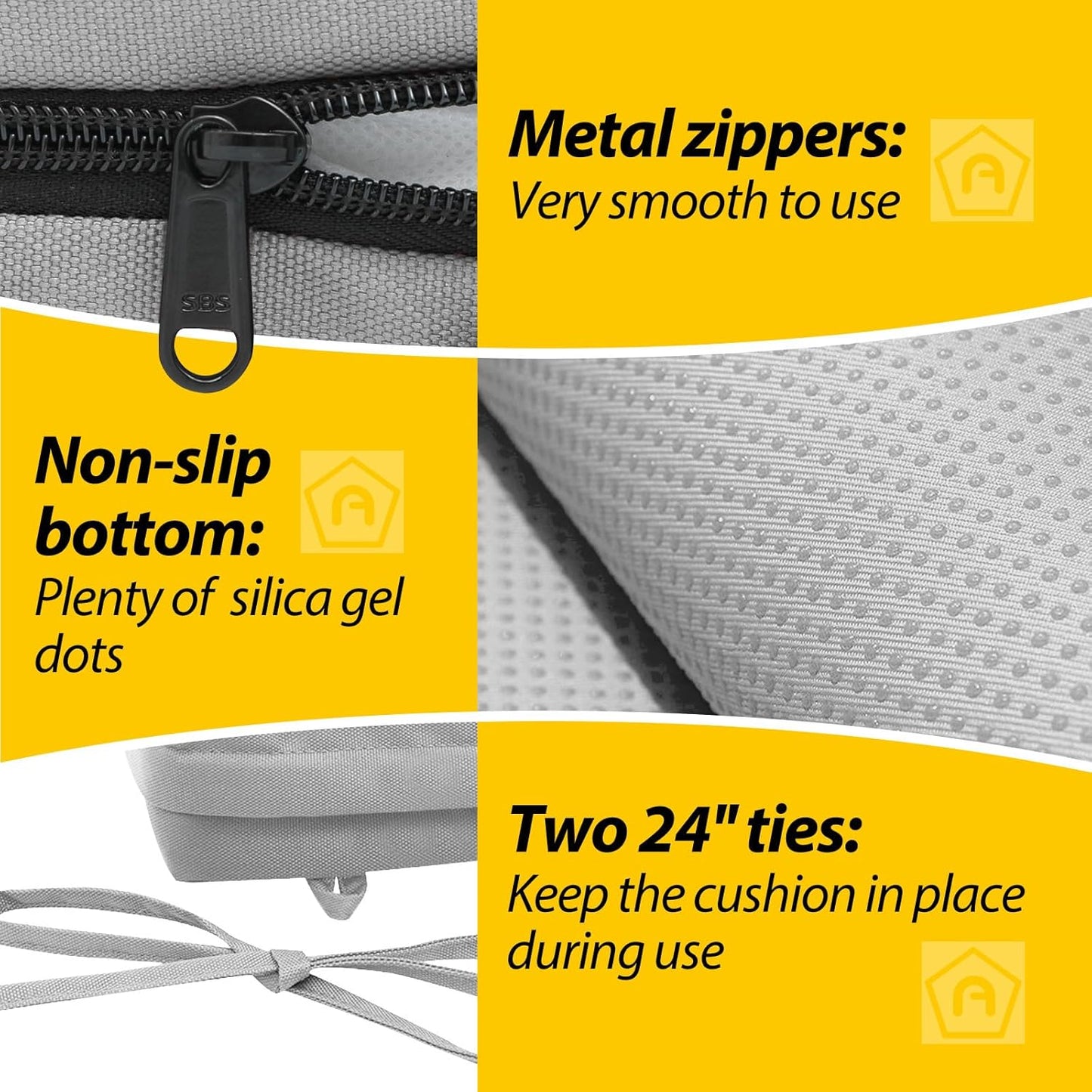 AAAAAcessories Outdoor Seat Cushions for Chairs, Waterproof, Fade-Resistant Patio Furniture Replacement Cushions, 20" x 18" x 3", Set of 2, Gray