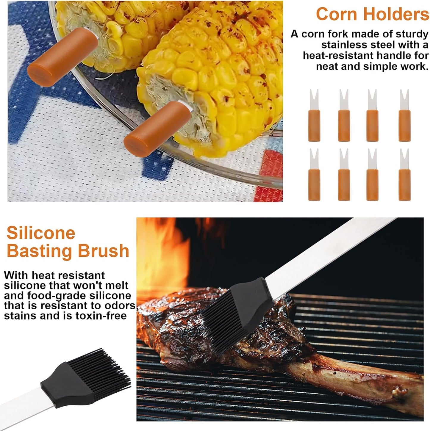 Supernal 21Pcs Deluxe Grill Tool Set Extra Thick Stainless Steel Grill Tool Set for Men Heavy Duty BBQ Tool Set Outdoor Grill with Aluminum Case with Grill Spatula Tongs and Brush Gifts for Men & Dad