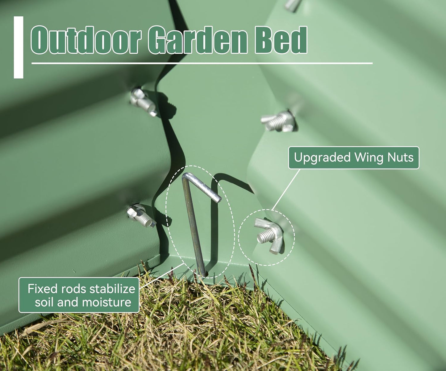 Domi Galvanized Raised Garden Bed, Outdoor Planter Garden Boxes Large Metal Planter Box for Gardening Vegetables Fruits Flowers, Green (6x3x1ft)