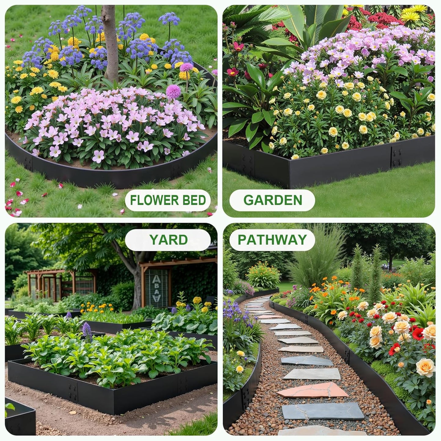 Steel Landscape Edging 6-Pack, 8" H X 40" L Bendable Metal Edging for Landscaping, No-Dig Metal Landscaping Edging for Yard, Lawn Edge, Pathway & Flower Beds (20Ft Total)