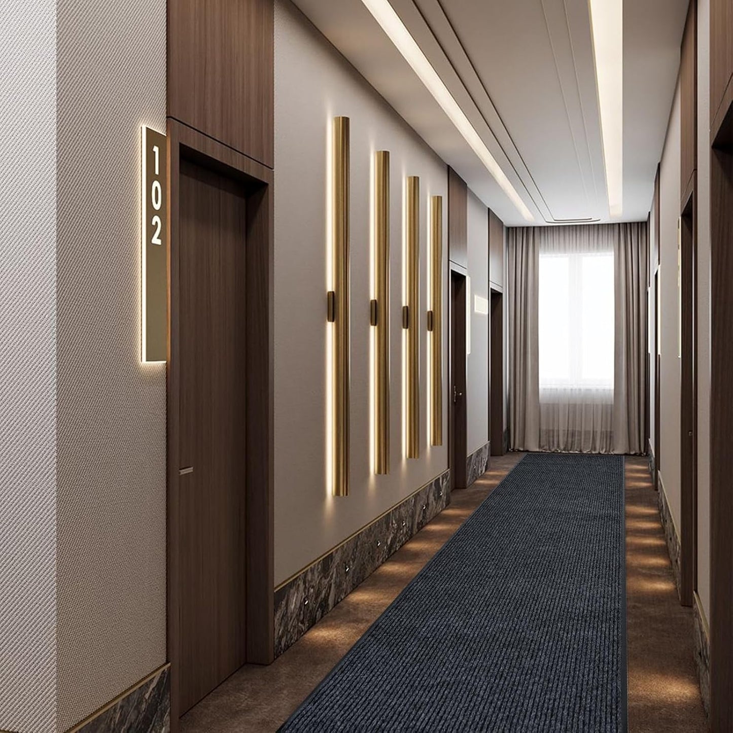 Rubber Door Mat About W3' ×L16' Heavy Duty Large Outdoor Indoor Mat Durable Entrance Doormat Waterproof Rubber Back Rugs for Home Entryway Patio Porch Office Business Areas (Grey)