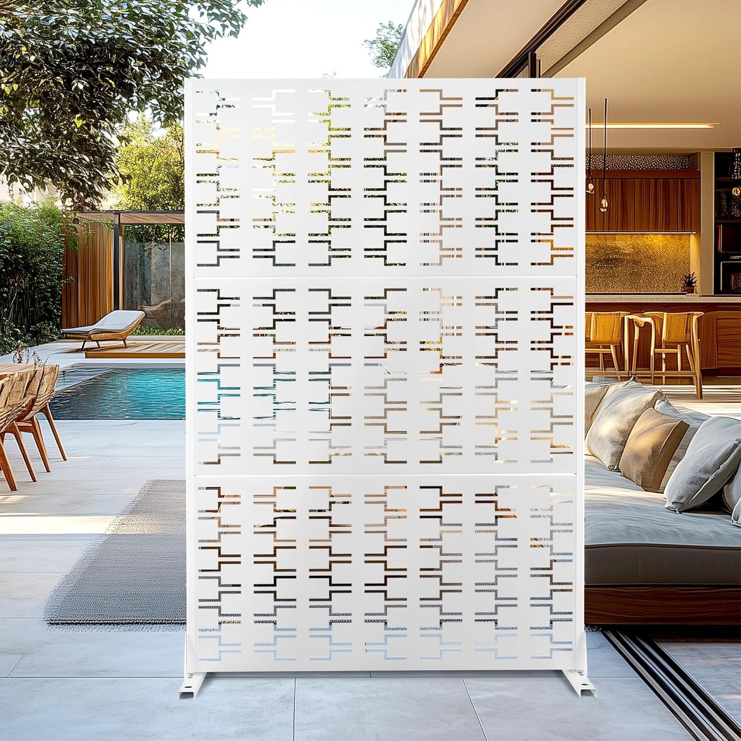 Outdoor Privacy Screen,72" H×47" W Metal Privacy Screen, Freestanding Privacy Fence Panels for Patio