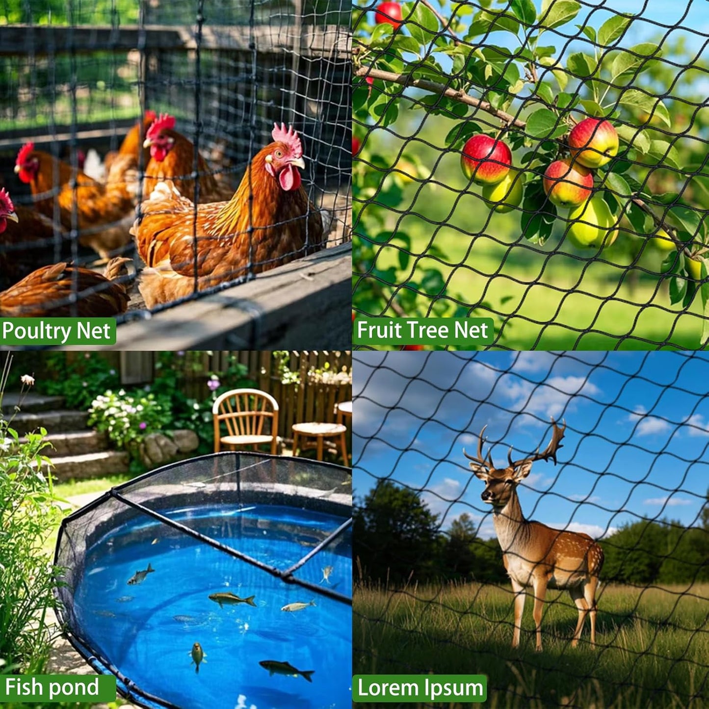 30 x 50 FT Bird Netting for Garden, 1" Square Mesh Size Heavy Duty Nylon Chicken Coop Netting for Blueberry Bushes, Fruit Trees and Vegetable Against Birds, Deer, Squirrels (30X50FT)