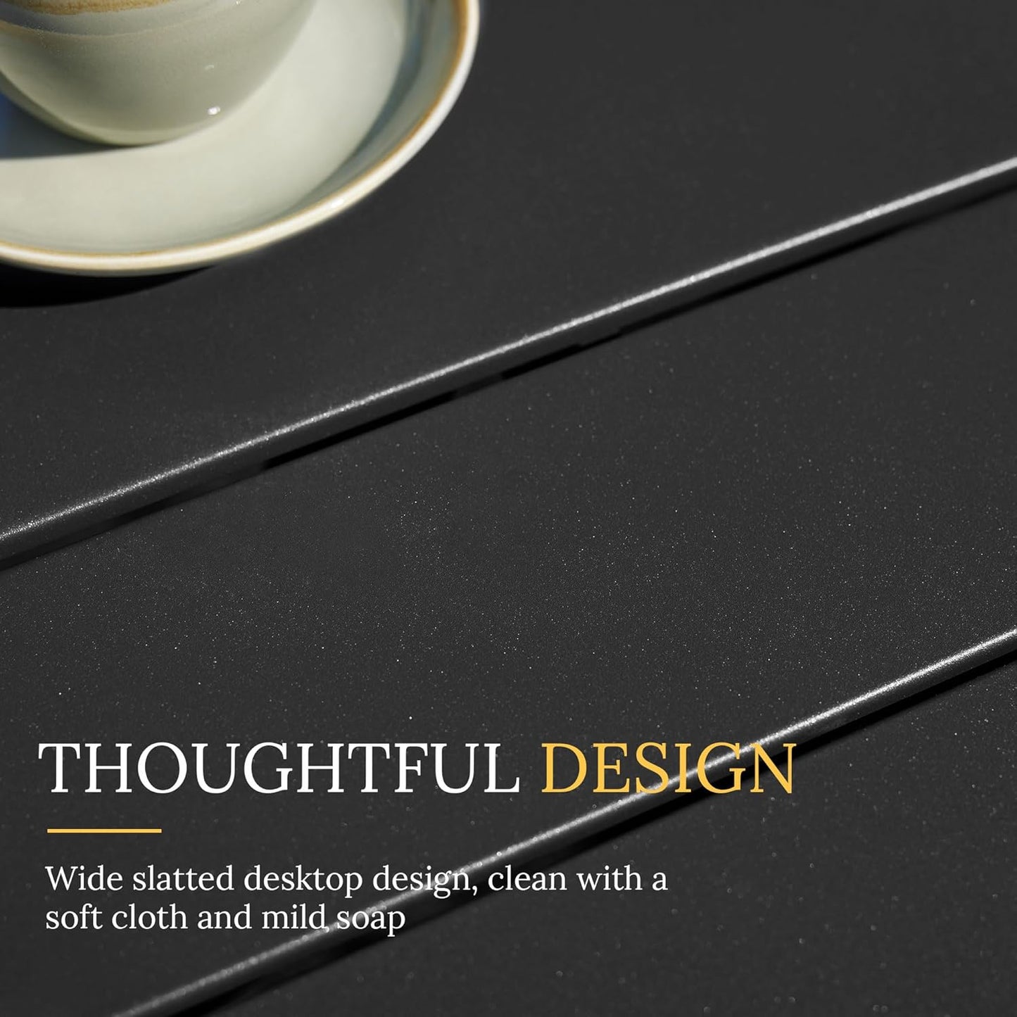 VICLLAX 47.2" Outdoor Round Patio Table for Lawn Garden, All Weather Metal Round Patio Dining Table with Adjustable Umbrella Hole, 6 Person Patio Table, Black Tabletop