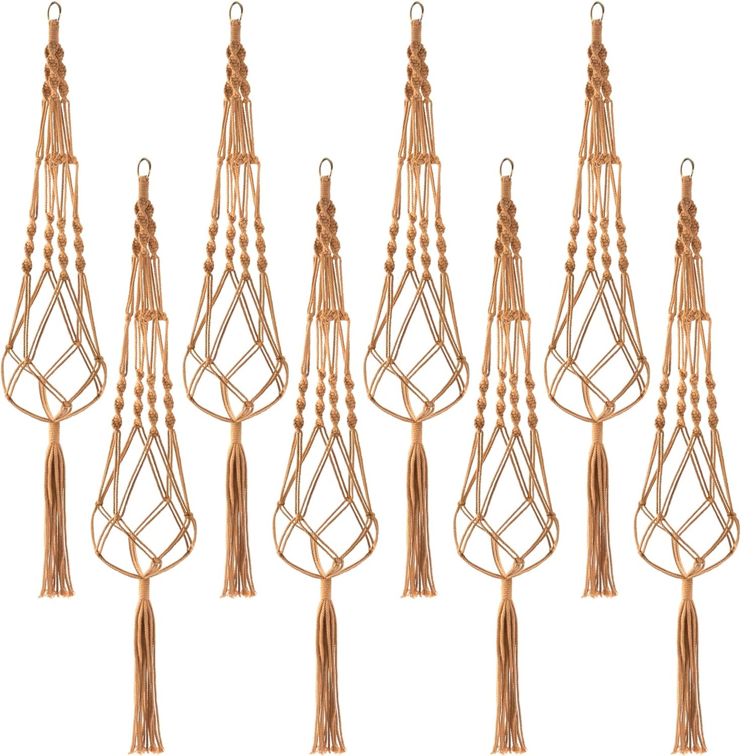 Sorbus Macrame Plant Hanger (8 Pack) Indoor Outdoor Hanging Plant Pots Cotton Rope, Elegant for Home, Patio, Garden (Brown)