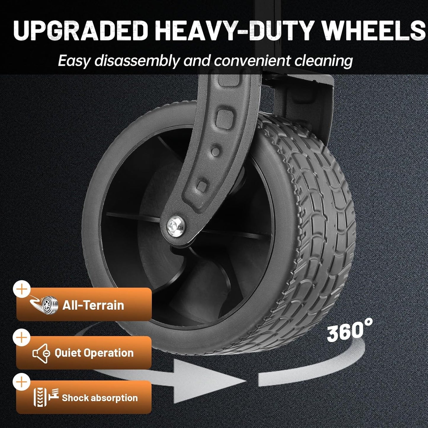 EchoSmile Collapsible Folding Wagon Cart with All-Terrain Wide Wheels, Heavy Duty Garden Cart with 350lbs Capacity,Portable Lightweight Rolling Wagon Cart for Camping Beach Sports Shopping,Black