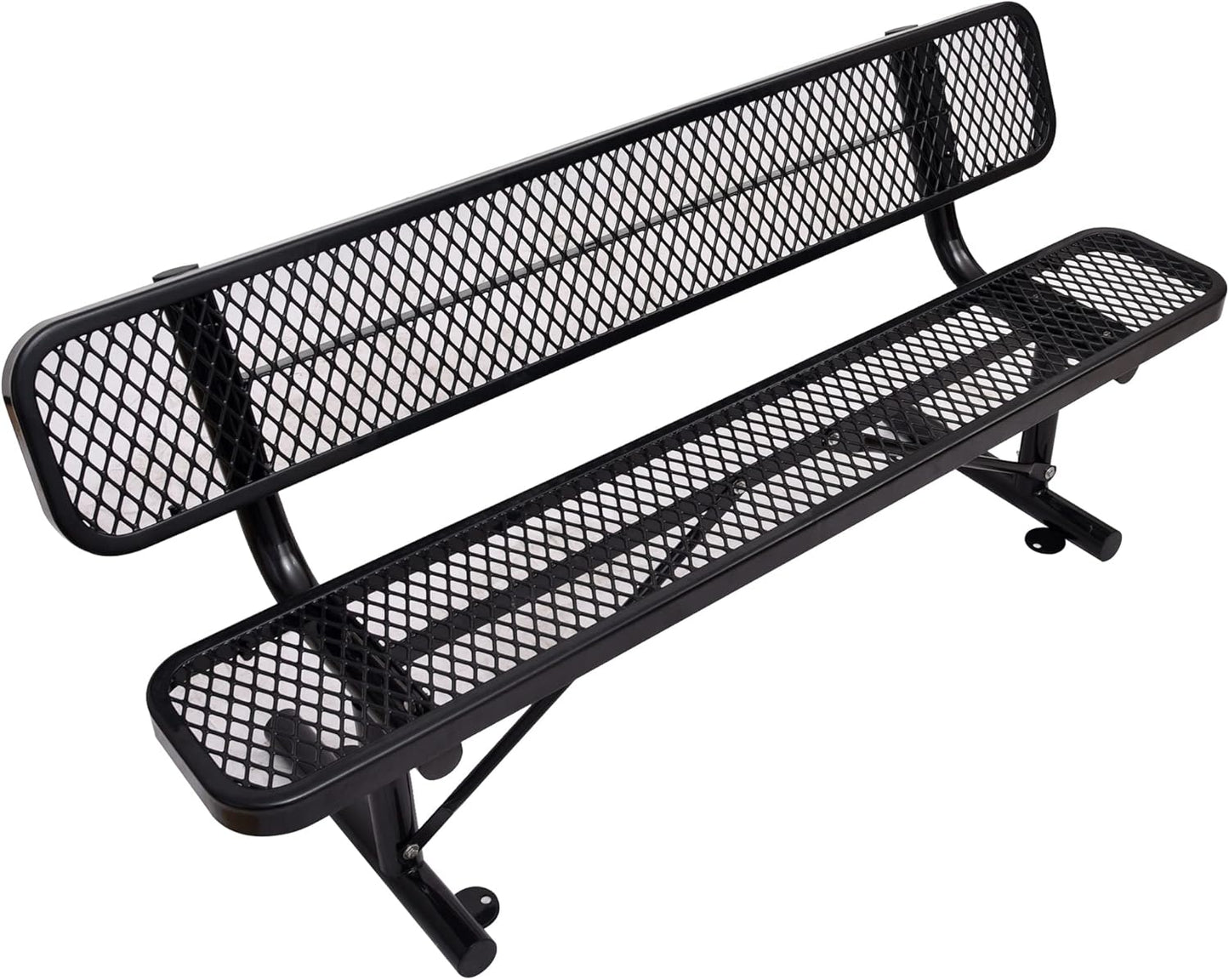 4/6/8 Feet Park Bench for Outside Heavy Duty Metal, Garden Benches Outdoor Bench with Backrest & Portable Frame, for Shopping Malls Stores Parks Patios Decks, Black