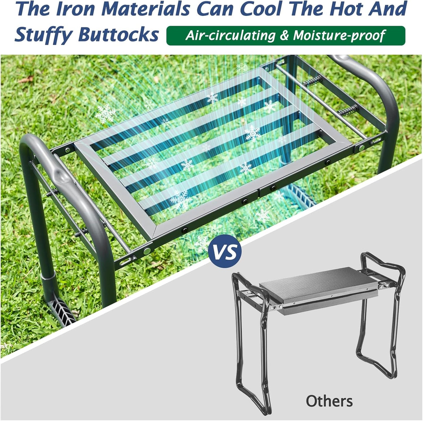 ikkle 838LB+ Capacity Garden Kneeler and Seat - Ultra Heavy Duty Stool Bench with Thick Soft Pad, Gift for Gardeners