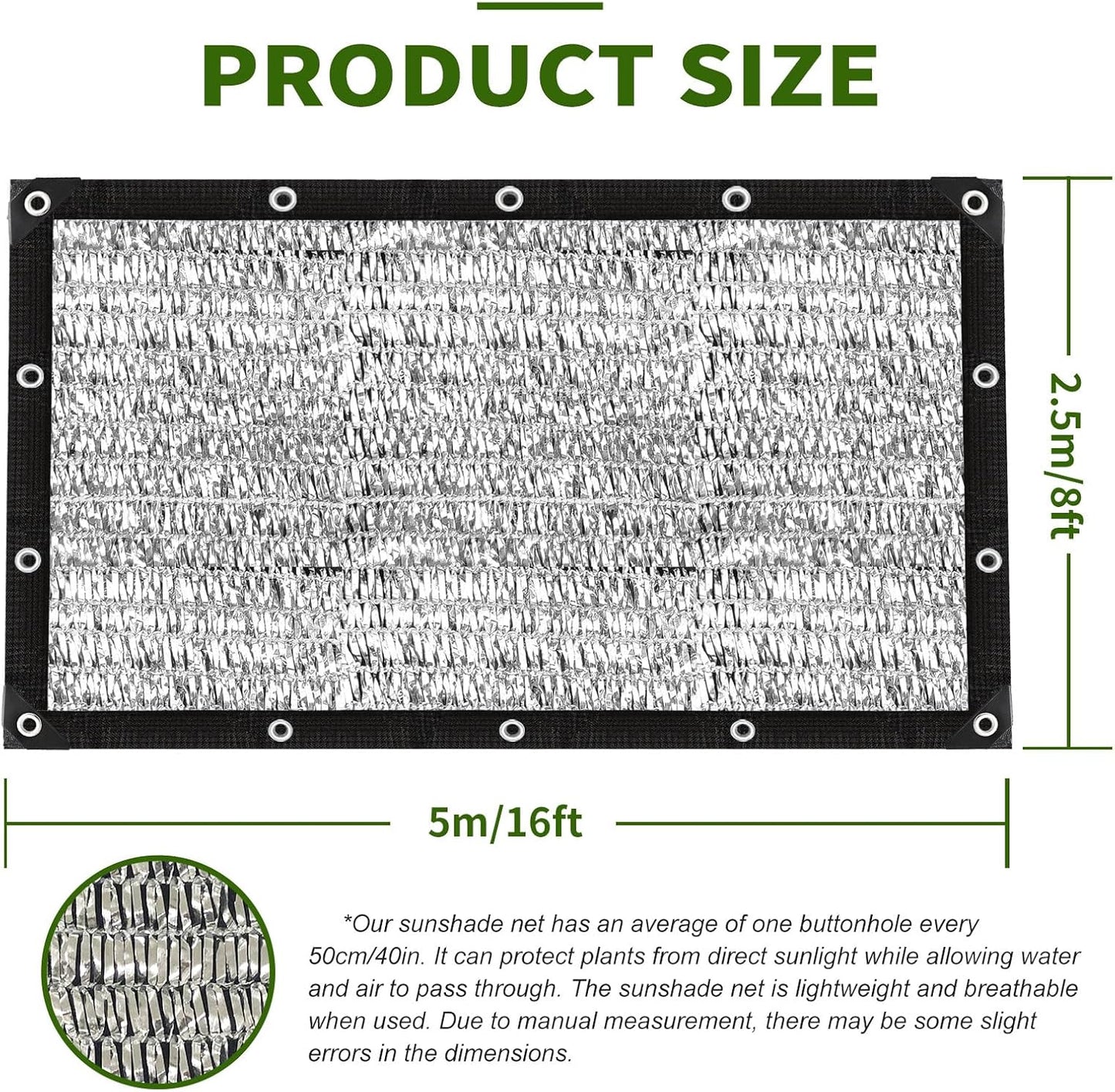 Shade Cloth-80% Aluminum Sunblock Neting,Durable Mesh Tarp with Grommets,Shade Cloth for Garden,Car, Outdoor Pergola,Greenhouse,Chicken Coop and Dog Kennel(Silver)