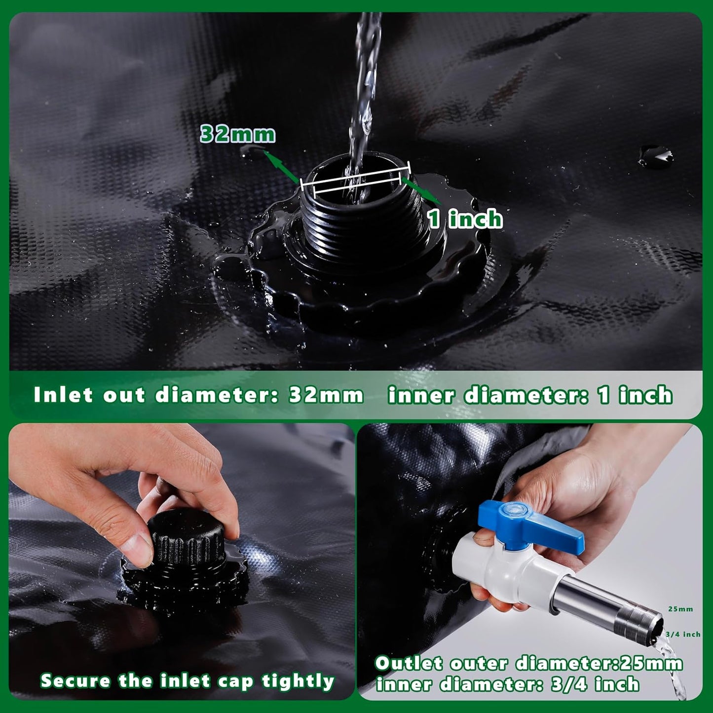 MXQMKL 2000 L/528 gal Water Bladder Storage Containers, Foldable Portable Water Tank Large Capacity Soft Water Bag, Drought Resistance, Fire Prevention, Emergency Water