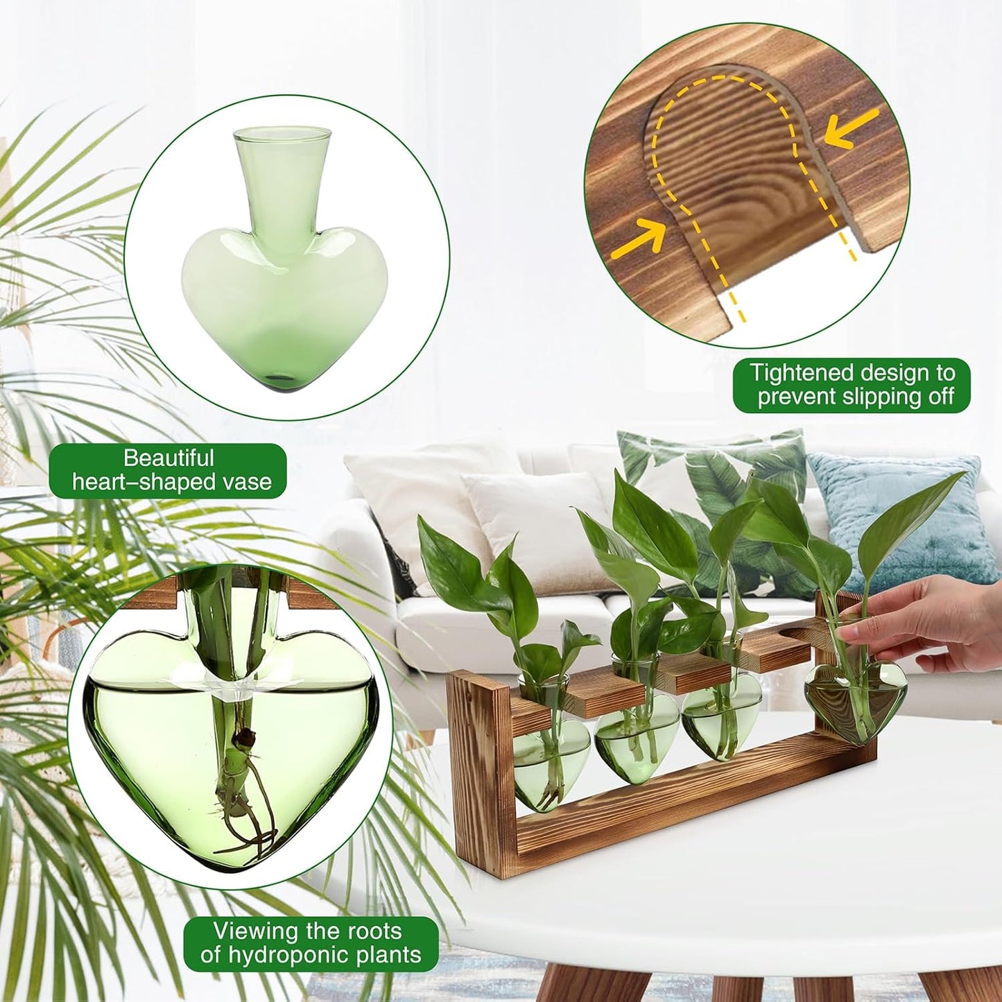 Plant Propagation Stations Heart Plant Terrarium Kit Gift for Women Plant Lover Glass Vases