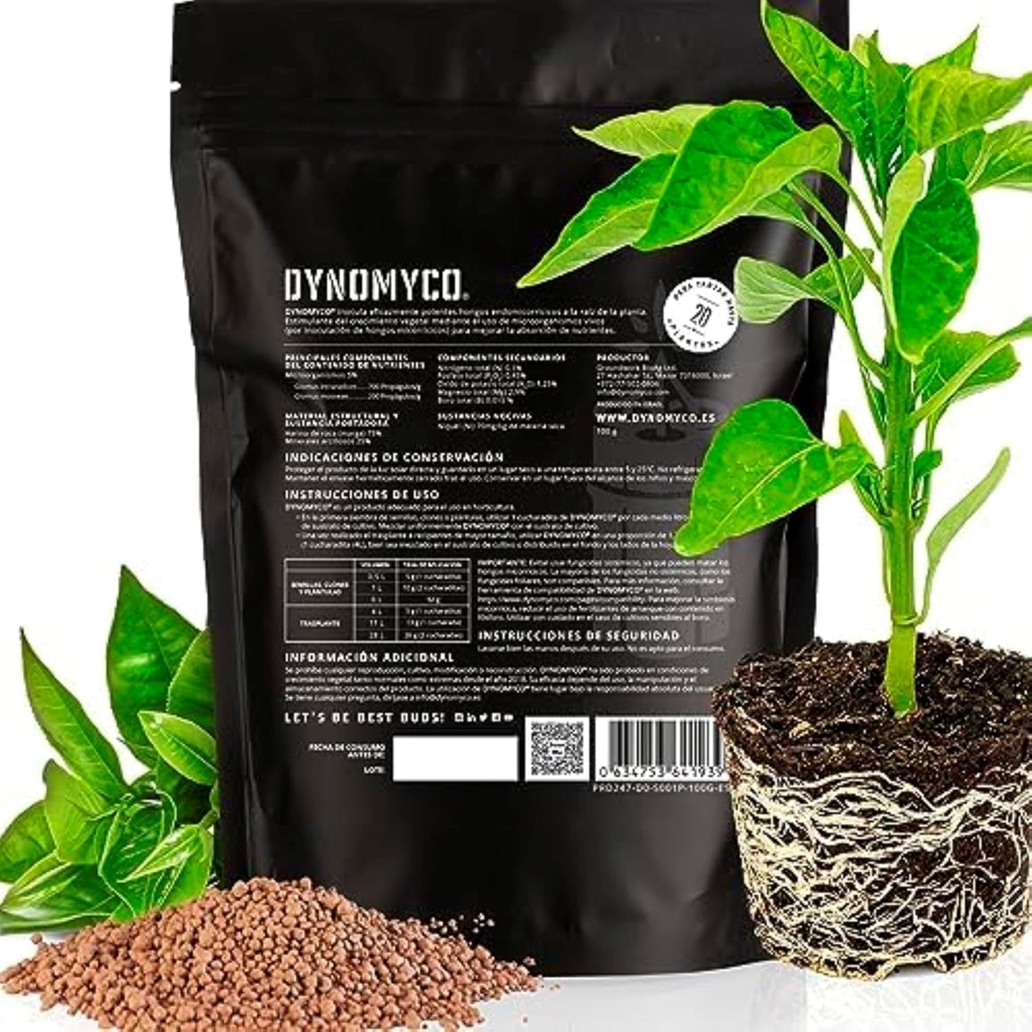 DYNOMYCO Granular Mycorrhizal Fungi Inoculant, 100g/3.5oz – Boosts Root Growth, Yields & Nutrient Uptake – 900 Propagules/g, Concentrated Granules, & OMRI Listed – Biofertilizer for Plant Growth