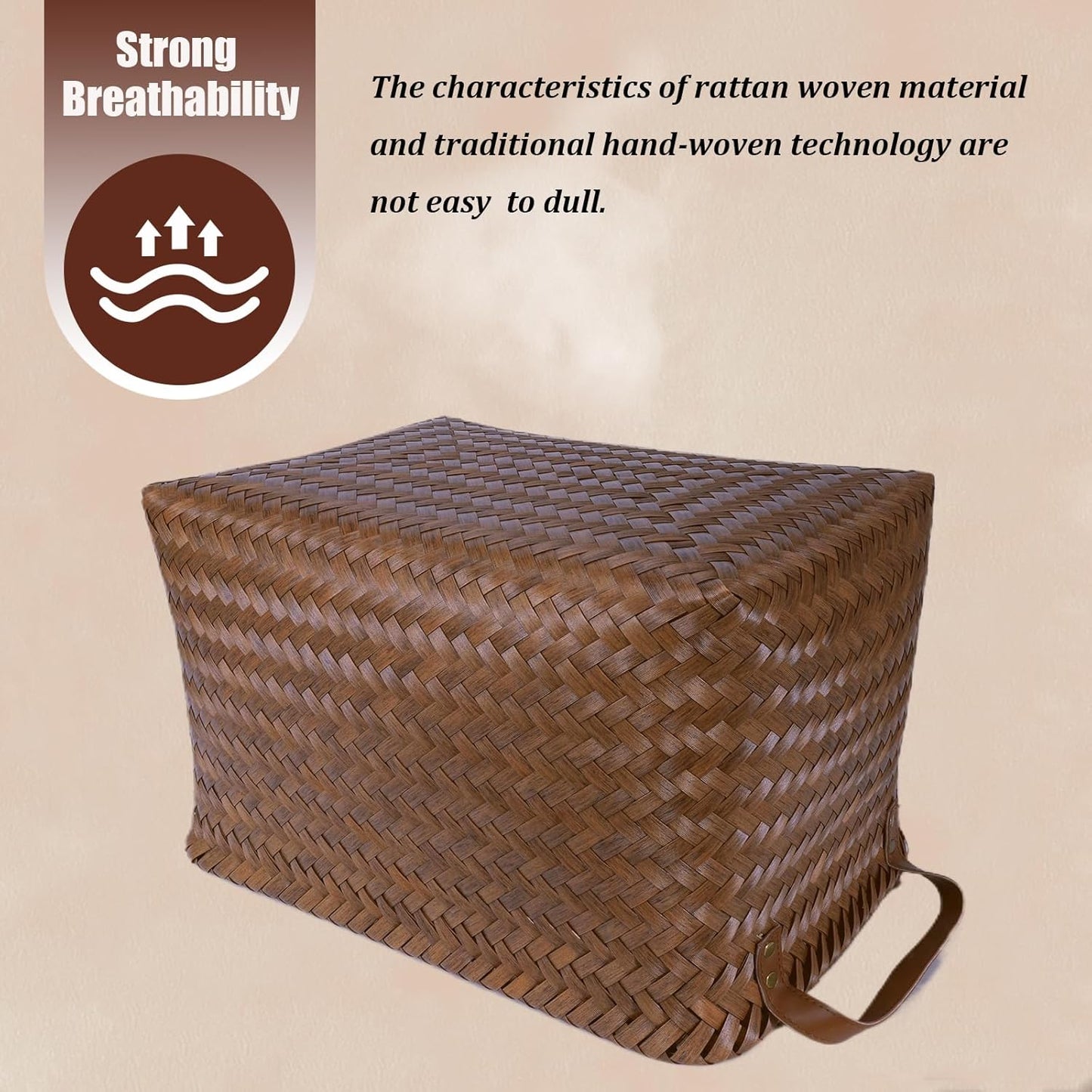 BROWNLILY Handwoven Clothes Basket Laundry Hampers Large Wicker Storage Baskets for Shelves Blankets Closet Storage Bins Car Bedroom Bathroom Organizers and Storage Bath (8, Brown)