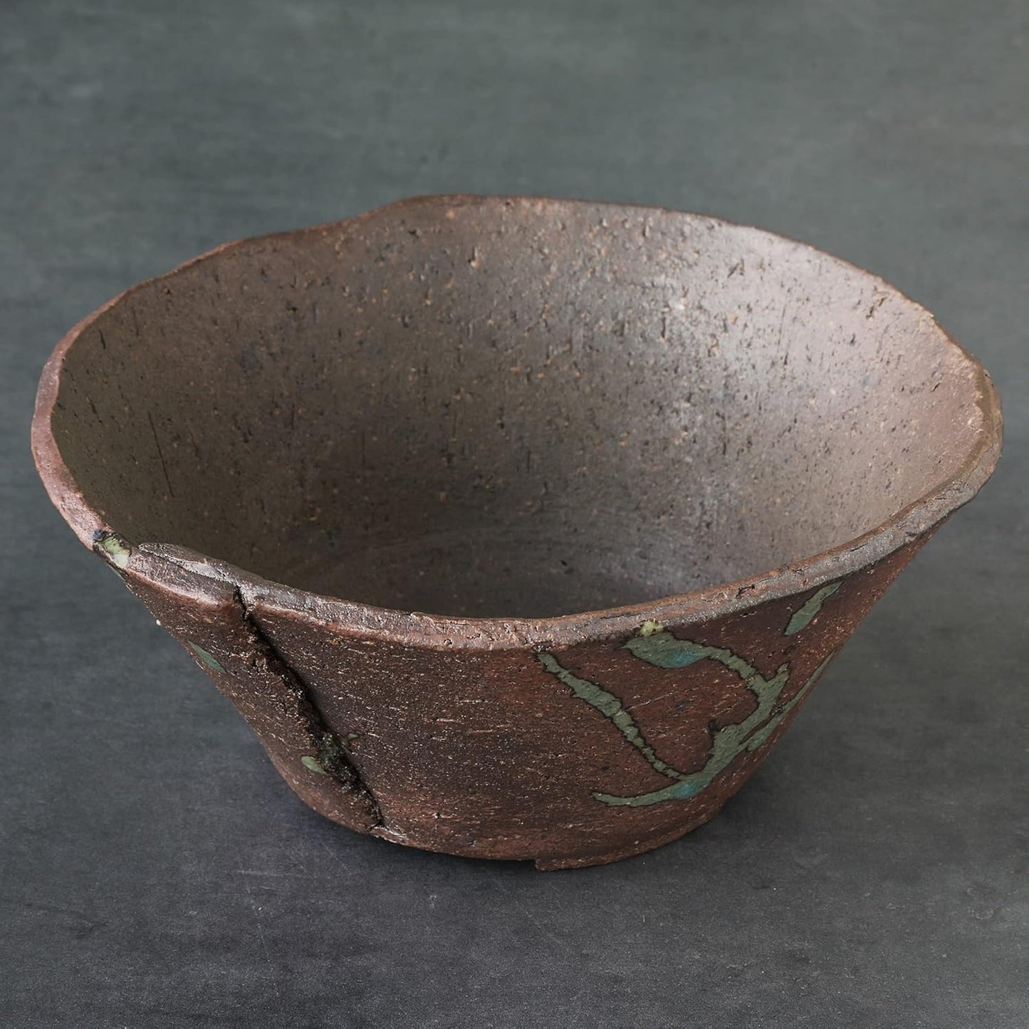 Wazakura Tokoname Series Handmade Ceramic Rustic Tatara Style Bonsai Pot with Drainage Hole 6.3 in (160mm) Made in Japan, Garden Planter, Flower Vase, Houseplant Centerpiece