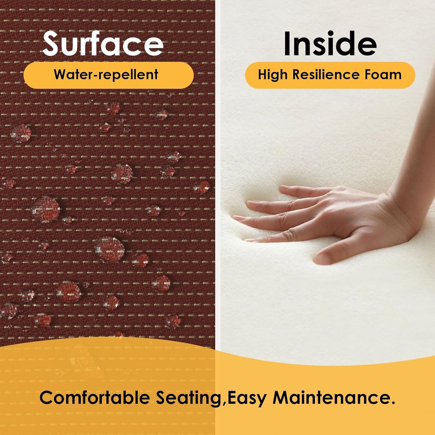 Outdoor Round Corner Seat Cushion, 17"x16"x2", Set of 4, Non Slip Seat Cushion Pads with Removable Cover for Patio Furniture, Garden Yard Lawn, Tan Dotted Red Base