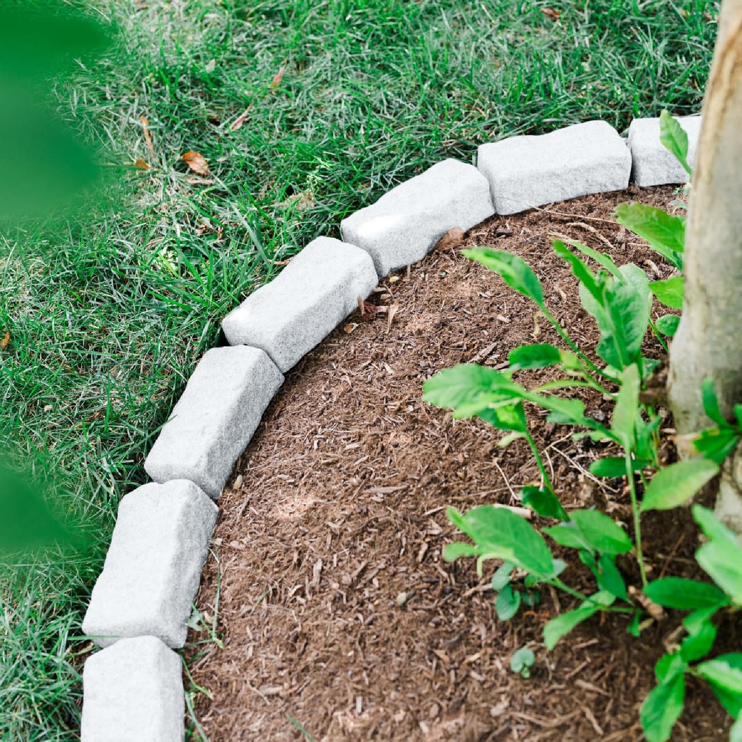 Beuta Landscape Edging | Garden Edging Border | No Dig Faux Stone Bricks & Spikes for Lawn Edging, Flower beds, Pathways & Yards – 1 Pack | Each Pack Has 6 Bricks 48" Lx 4" W x 2.25" H|Limewash