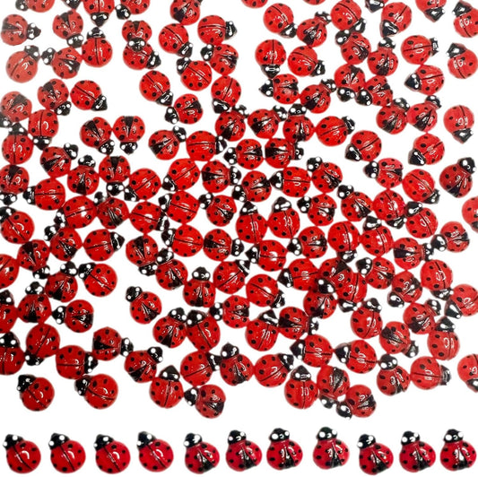 150PCS Mini Luminous Ladybug Miniature Figurines,Glow in Dark Resin Animals Ladybug Figures Fairy Garden Decor,for DIY Craft Cloth Cake Topperr and Creative Play