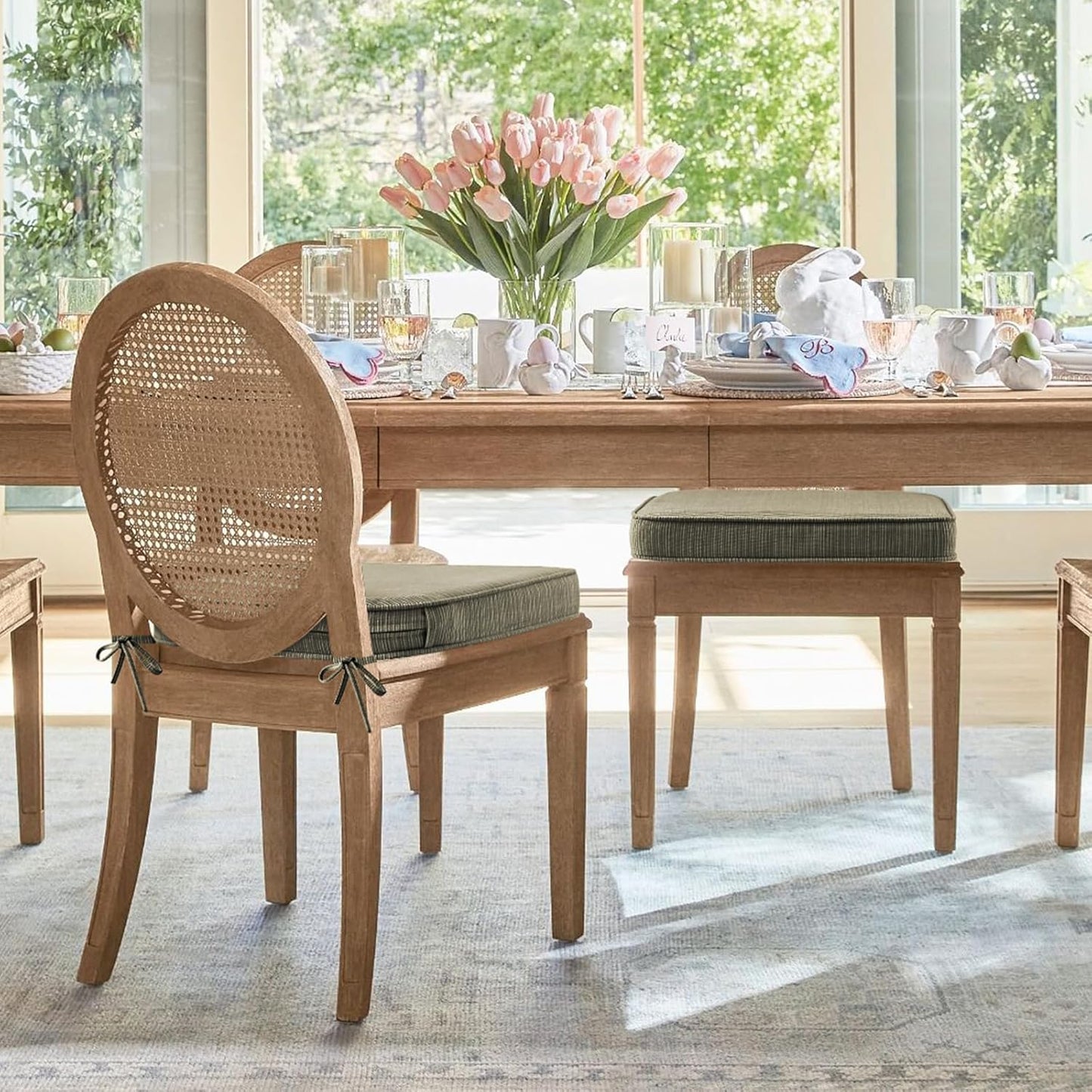 Outdoor Outdoor Round Corner Seat Cushion, 17"x16"x2", Set of 4, Non Slip Seat Cushion Pads with Removable Cover for Patio Furniture, Garden Yard Lawn, Dark Black Tan Stripe