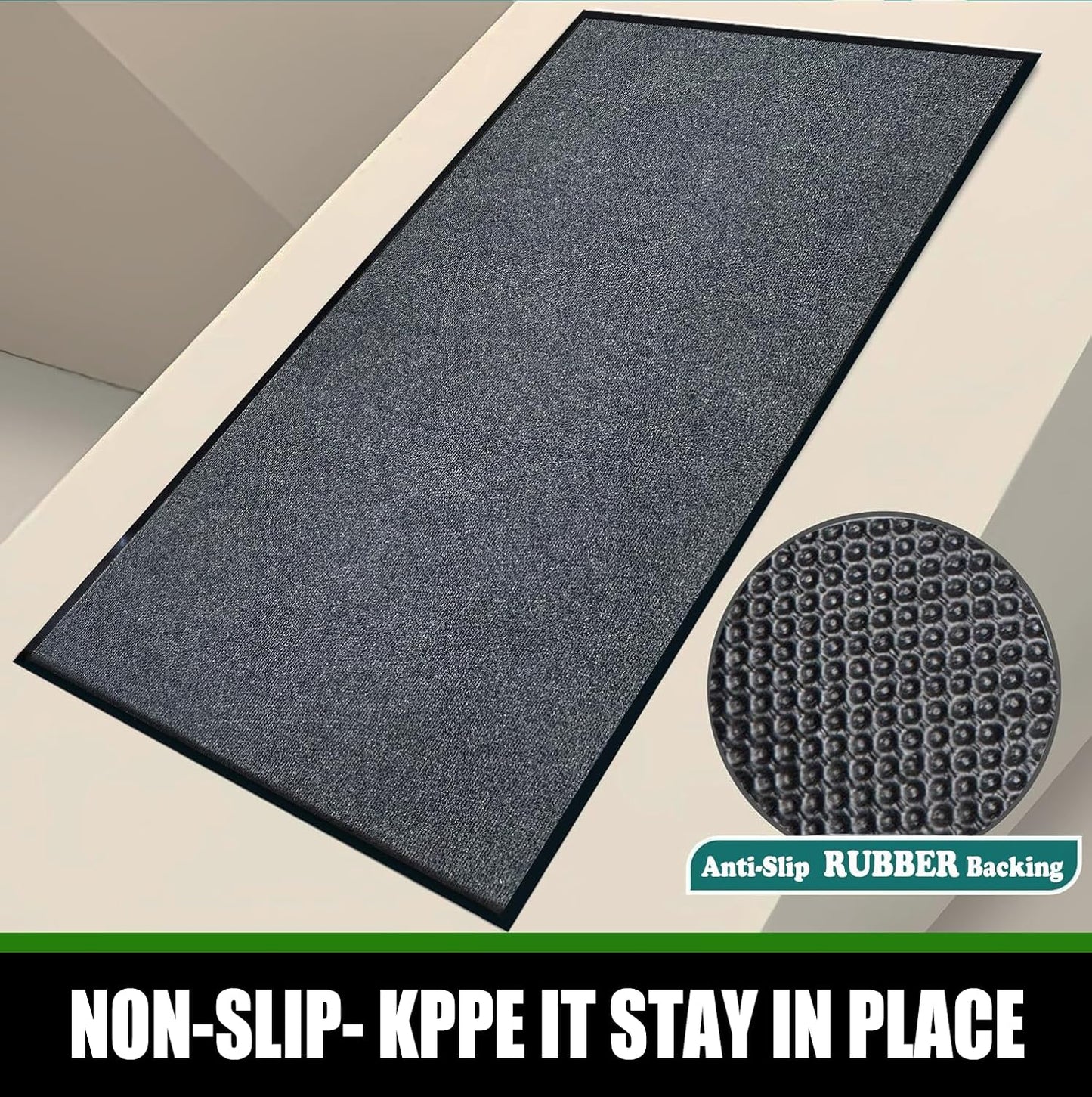 Commercial Grade Entrance Mat 3x4Ft Brush Step Entrance Rug with Striped Pattern&Rubber Border Indoor Outdoor Low Profile Rubber Entry Carpet Mat for Hallway,Home,High Traffic Area