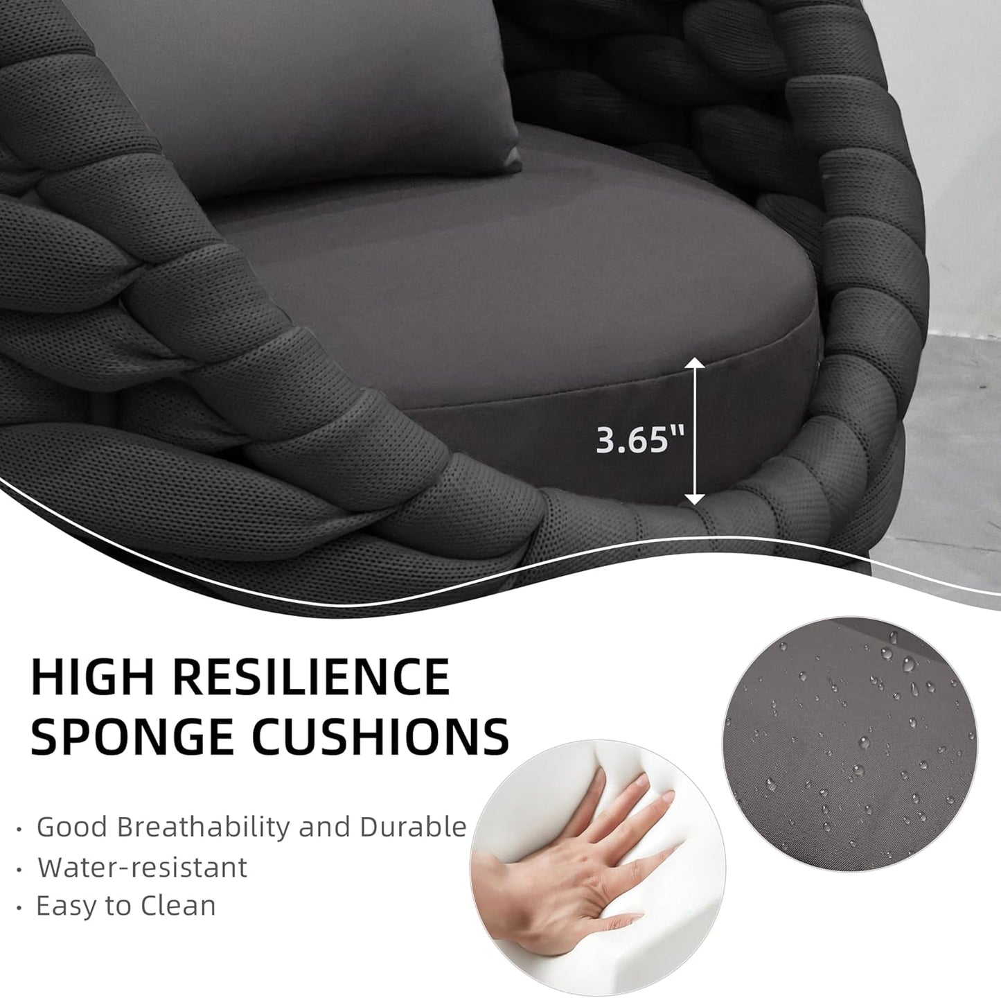 6-Piece Aluminum Patio Furniture Set, Modern Outdoor Conversation Set Sectional Sofa with Water Repellent Thick Cushions and Coffee Table for Balcony, Garden