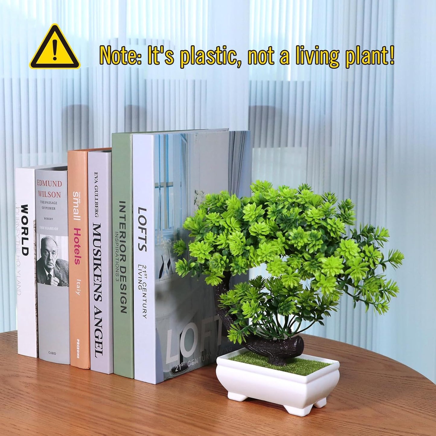 Small Artificial Plants Greenery Desktop Bonsai - Green Plastic Fake Plants for Home Decor, Indoor Bookshelf, Office Desk and Bathroom Room Decor, Tall 8.5"