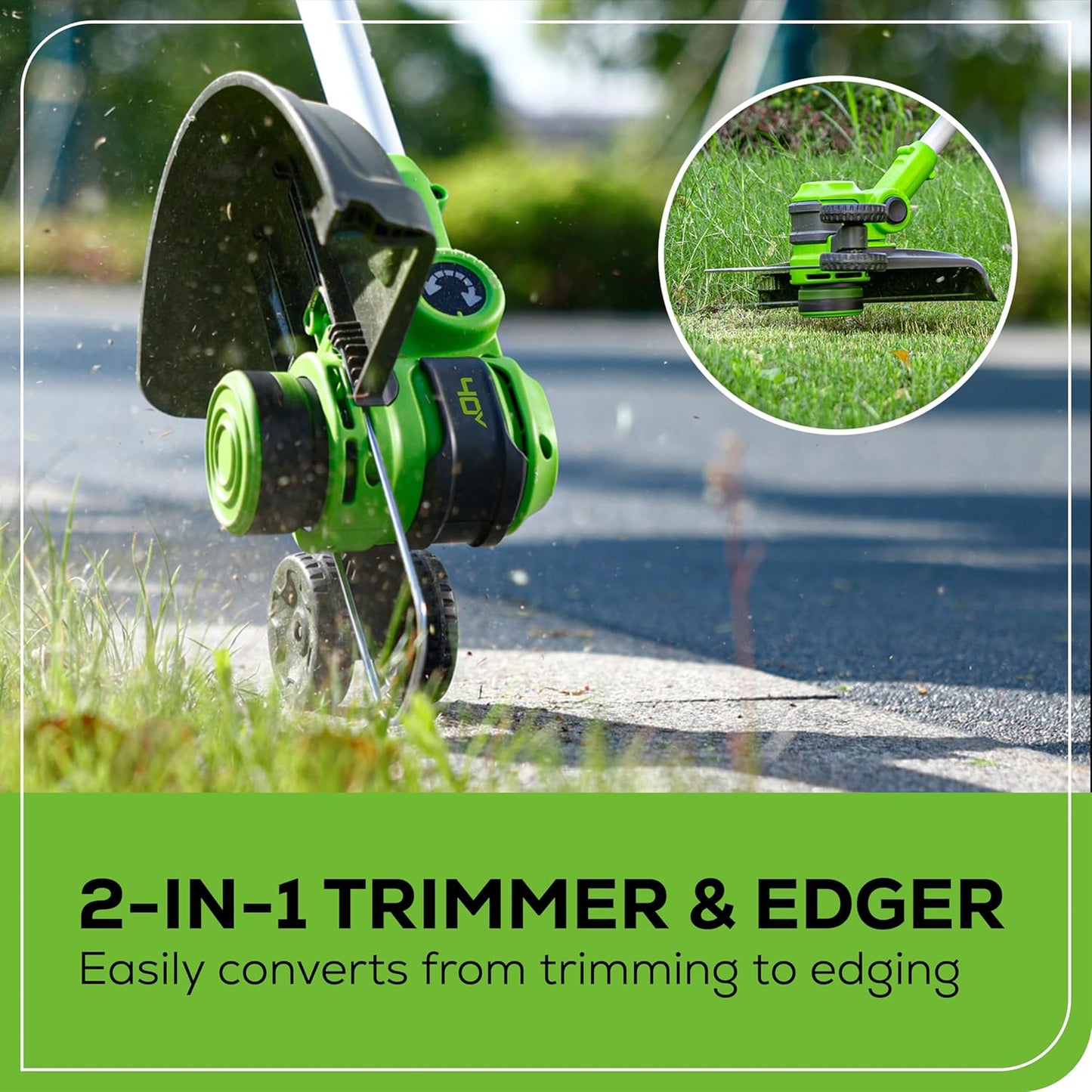 Greenworks 40V Cordless 2-in-1 Trimmer Edger (Gen 2) - 13" Lawn Weed Wacker for Fence & Sidewalk , Lightweight Gas Trimmer Alternative with Auto Feed Spool , 2.0Ah Battery & Charger (40-Min Runtime)