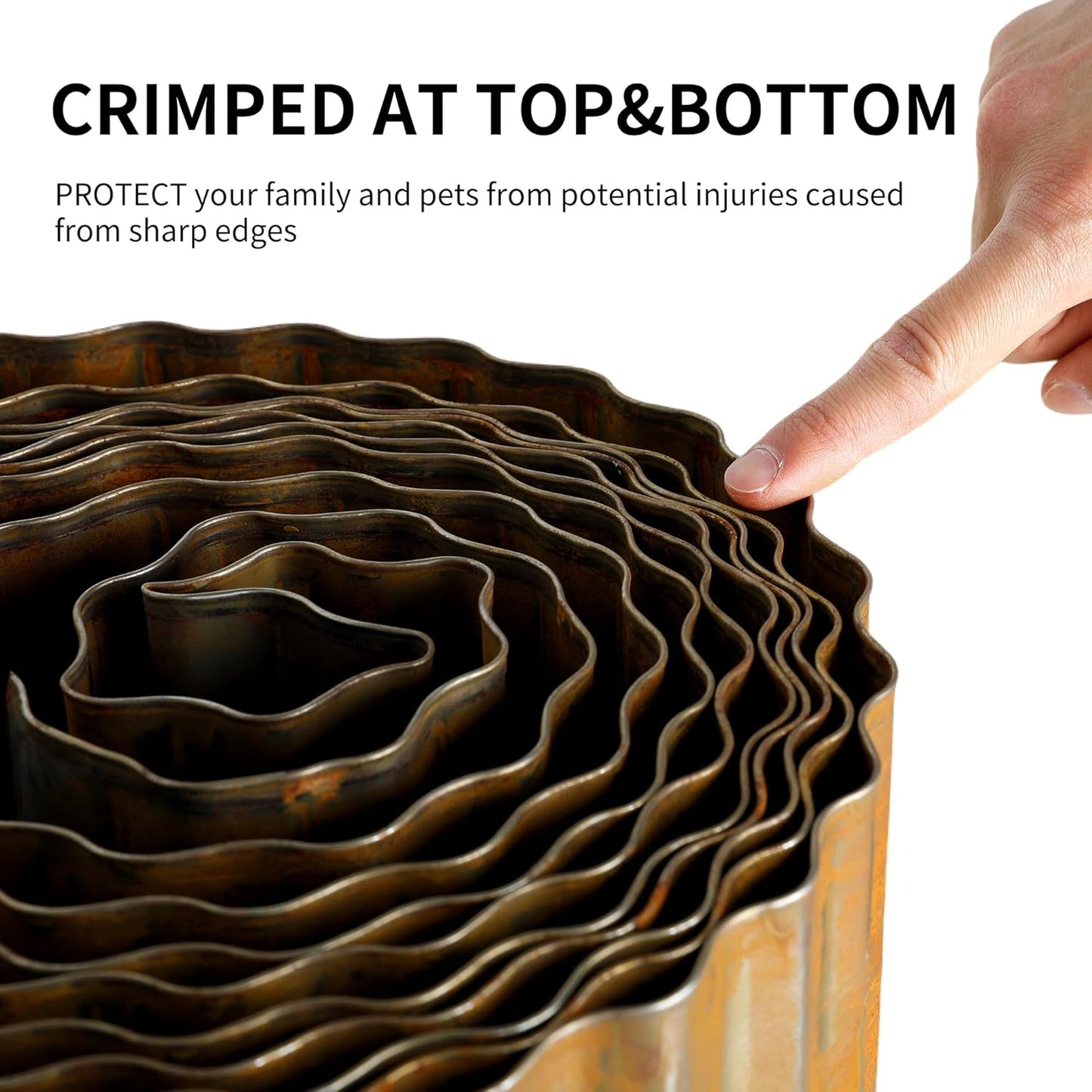 Worth Pre-Rusted Wide-Corrugated Garden Edging, 8" x20Ft Sturdy Steel Lawn Landscape Edging, Bendable Metal Long Strips of Border for Raised Flower Bed Tree Surrounds