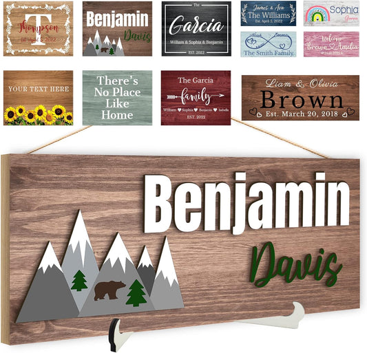 Custom Wood Sign Prsonalized Text Business 3D Home Decor, Personalized Rustic Plaque Board Hanging Wooden Name Sign for Wall Art, Customized Signs Plank Decoration Gifts for Wedding Family Farmhouse Kitchen, Rectangle