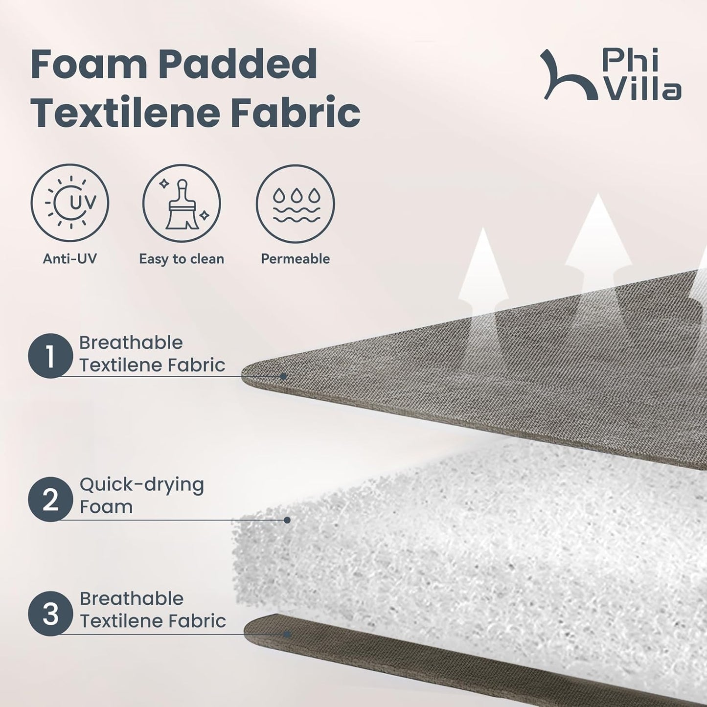 PHI VILLA Outdoor Swivel Patio Dining Chairs Set of 2, All Weather Patio Chair with Padded Textilene & Metal Frame for Outdoor Poolside Lawn Garden, Brown