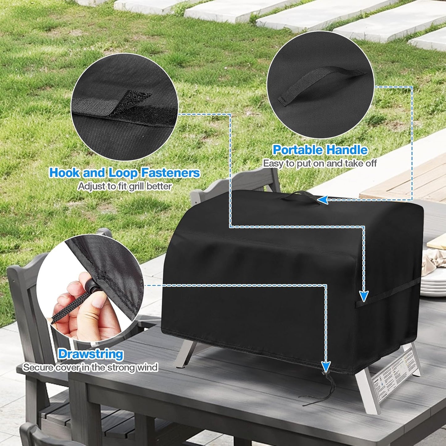 Portable Grill Cover for Megamaster 2-Burner Propane Outdoor Tabletop Grill,Waterproof Small Table Top BBQ Grill Cover,Heavy Duty 600D Outdoor Tabletop Grill Cover