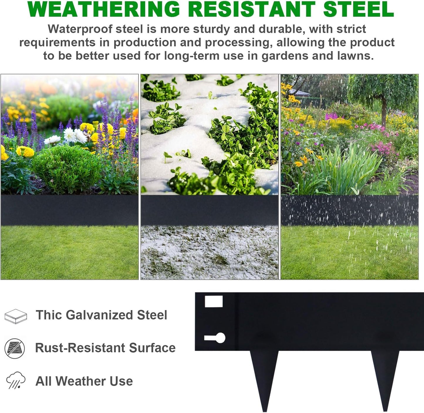 5 Pack Steel Landscape Edging,Metal Landscape Edging 40 Inch Strips, Metal Garden Edging 7 inch Depth, Steel Edging for Landscaping