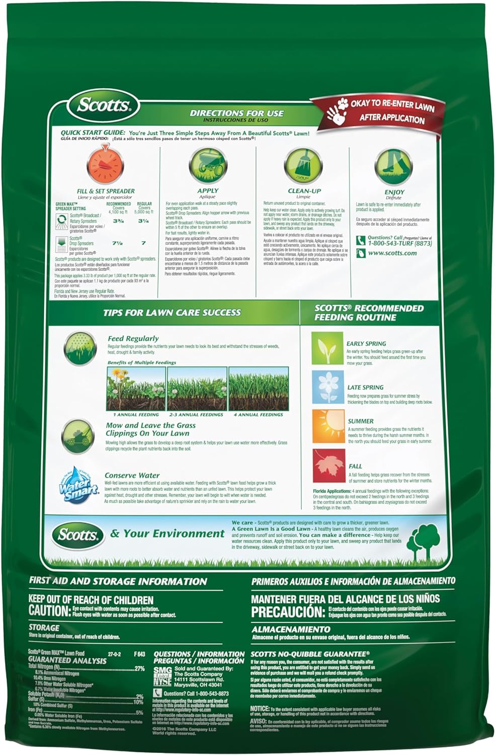 Scotts Green Max Lawn Food, Lawn Fertilizer Plus Iron Supplement for Greener Grass in 3 Days, 5,000 sq. ft., 16.67 lbs.