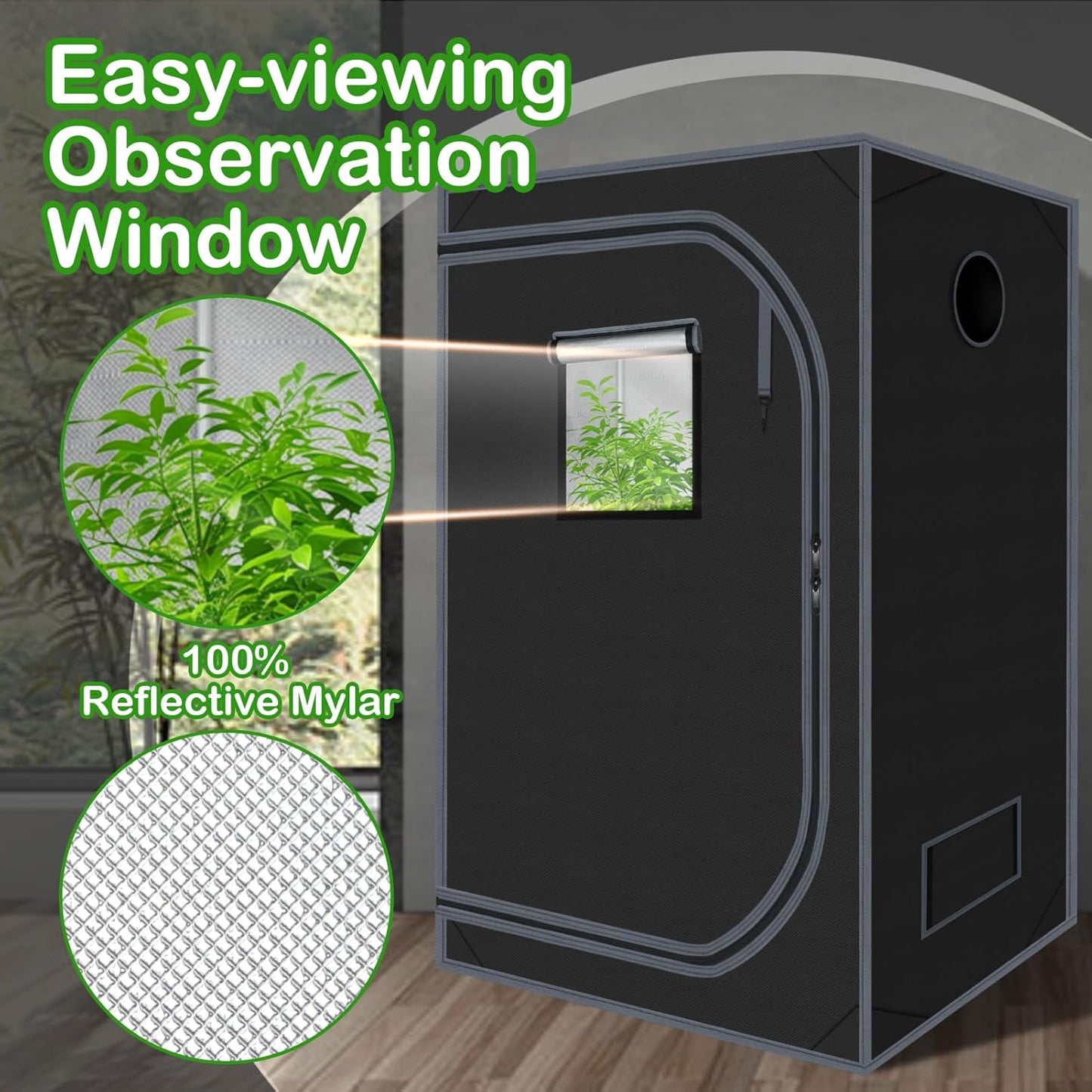 Grow Tent 60"x60"x78" Growing Tents for Indoor Plant 600D Mylar Hydroponic High Reflective Grow Tent for Plant Fruit Flower Veg Growing 5x5