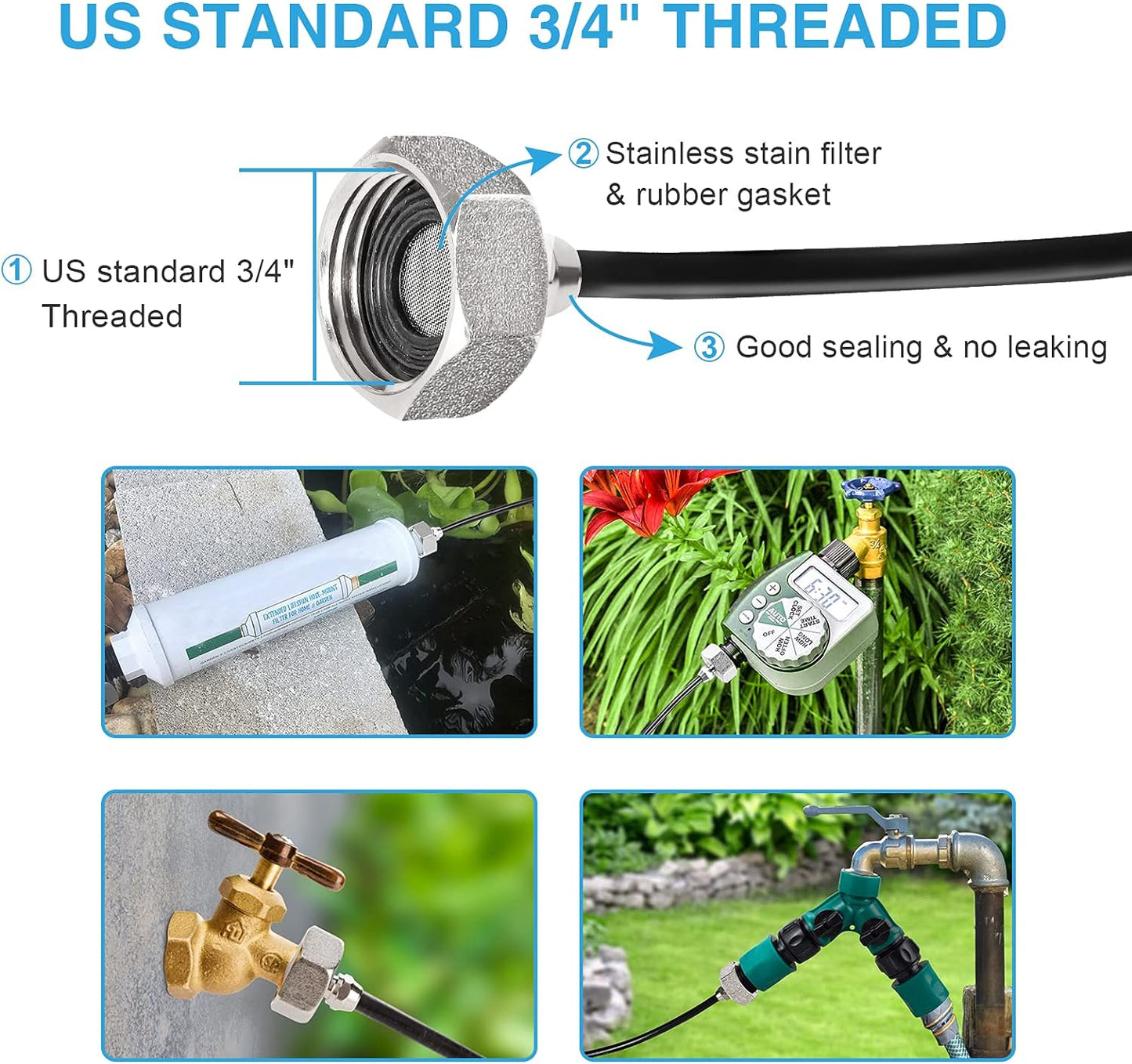 Bonviee Misters for Outside Patio, 100FT Misting Cooling System for Patio, 100FT (30M) Misting Line+28 Mist Nozzles+3/4" Brass Adapter, Pre-Assembled Garden & Greenhouse Watering System