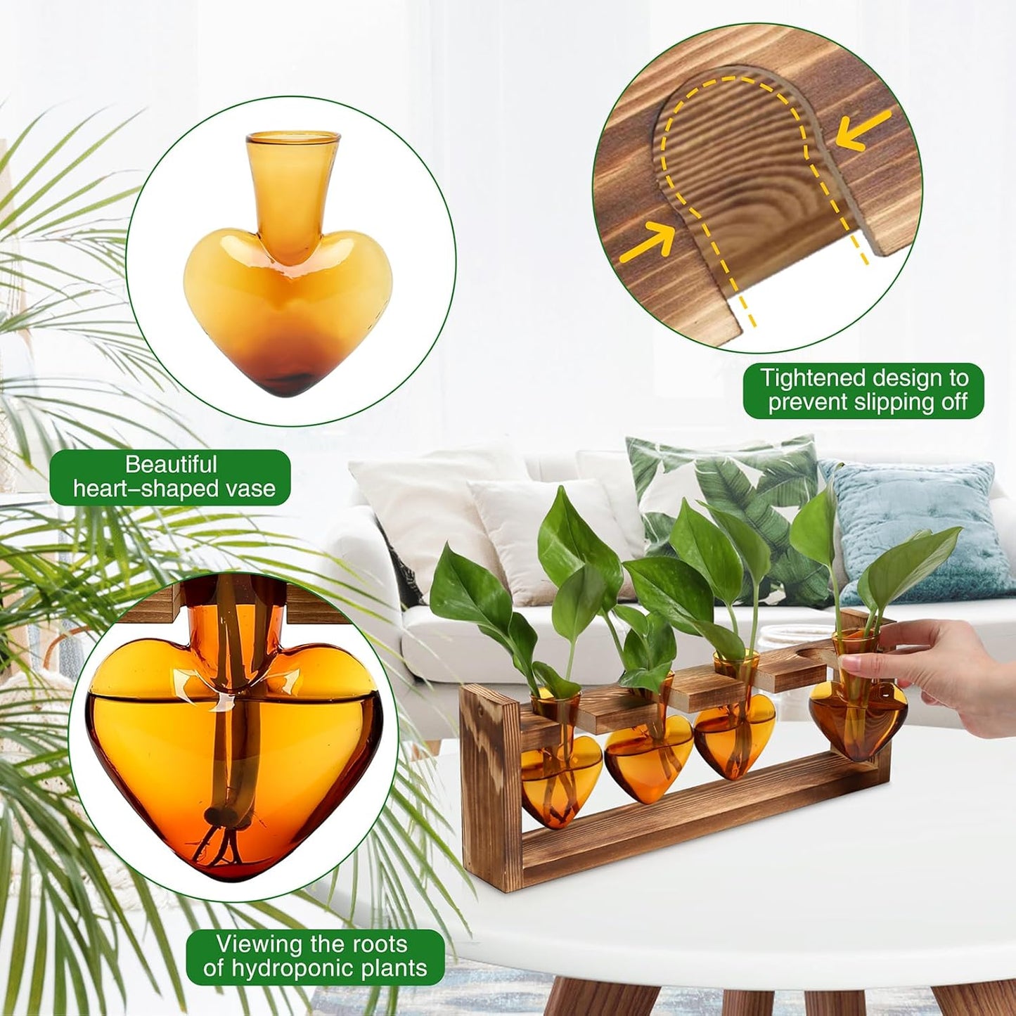 Plant Propagation Stations Heart Plant Terrarium Kit Gift for Women Plant Lover Glass Vases