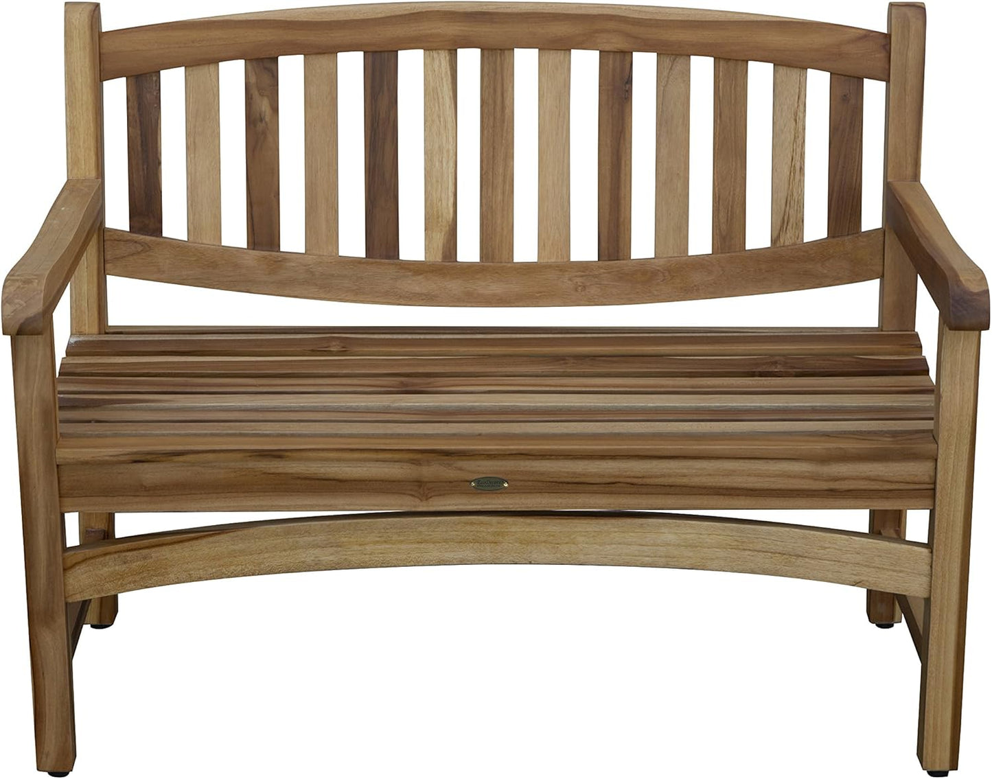 EcoDecors Kent 51 inch Outdoor Bench Teak Wood Garden Bench for Patio with Armrests and Backrest for Indoor Use and Outdoor, in Natural Color