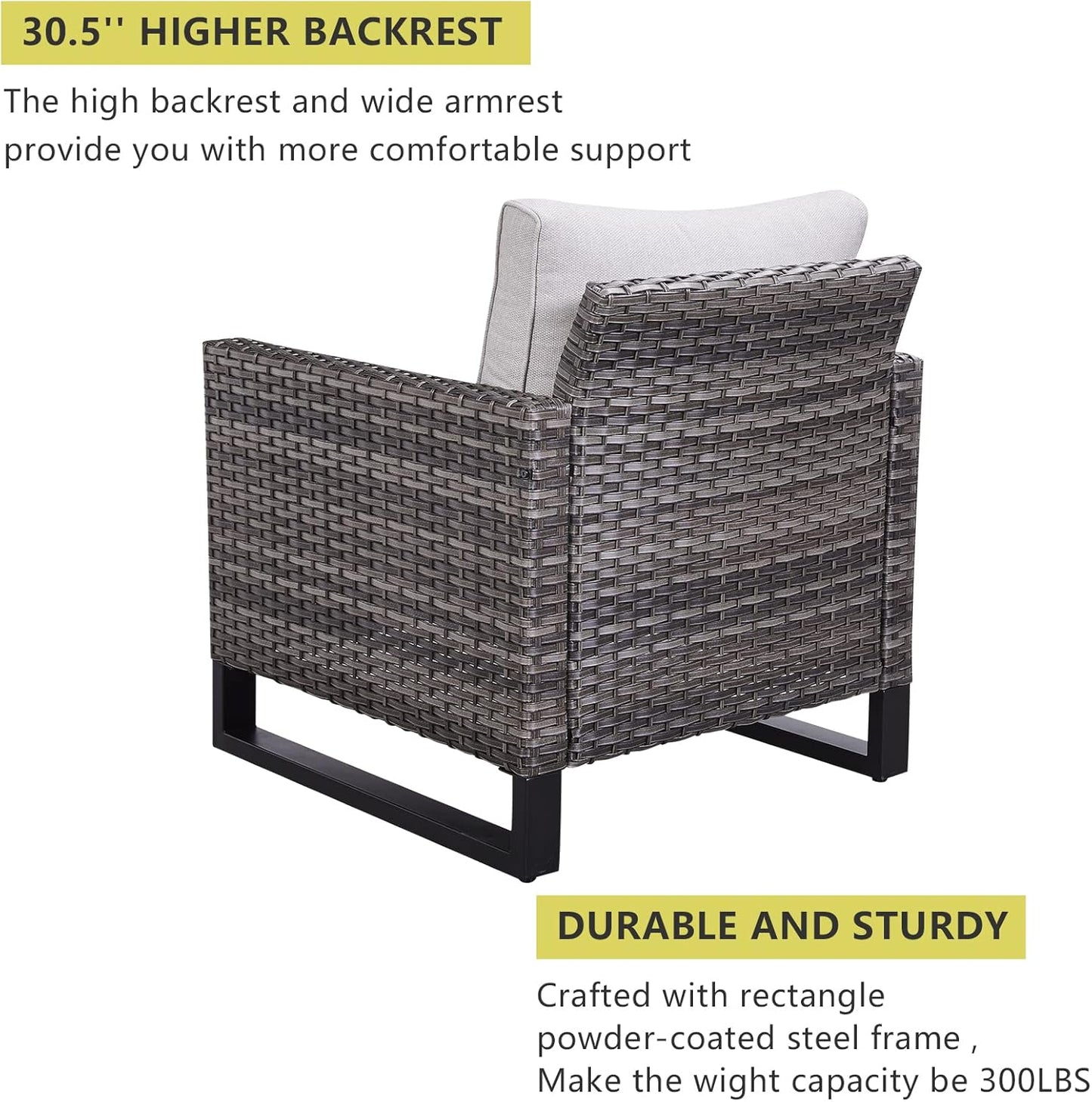 HUMMUH 6 Piece Patio Furniture Outdoor Sectional Sofa Set All-Weather Wicker Outdoor Chairs with End Table Ottomans for Patio,Porch,Garden,Backyard