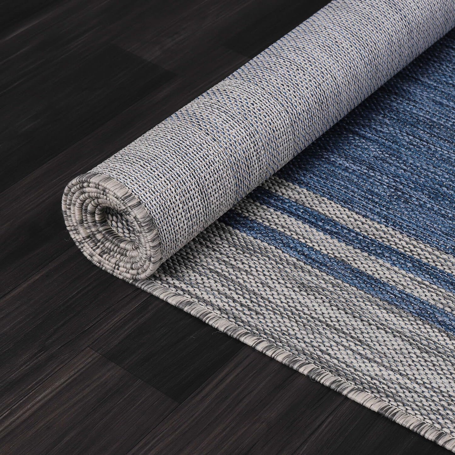 Bordered Outdoor Rug 5x7 Washable Outside Carpet for Indoor Patio Porch Waterproof Easy Cleaning Non Shedding Area Rugs Navy 5 x 7